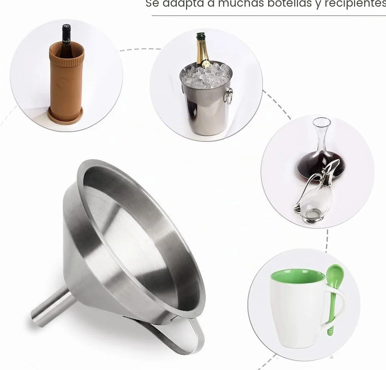 HAUSPROFI Embudo de Acero Inoxidable 5 Pulgadas 200 Malla Filtro para Transferencia de Líquidos