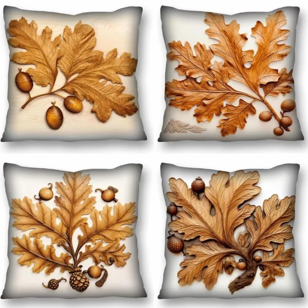 Juego de 4 Fundas de Cojines 70x70 cm Cojines otoño Hojas Funda Cojin Cuadrados de Lino Fundas Cojines Sofá Cojines Decorativos para Salón Sofá Dormitorio Coche Jardín Silla Decoración del Hogar