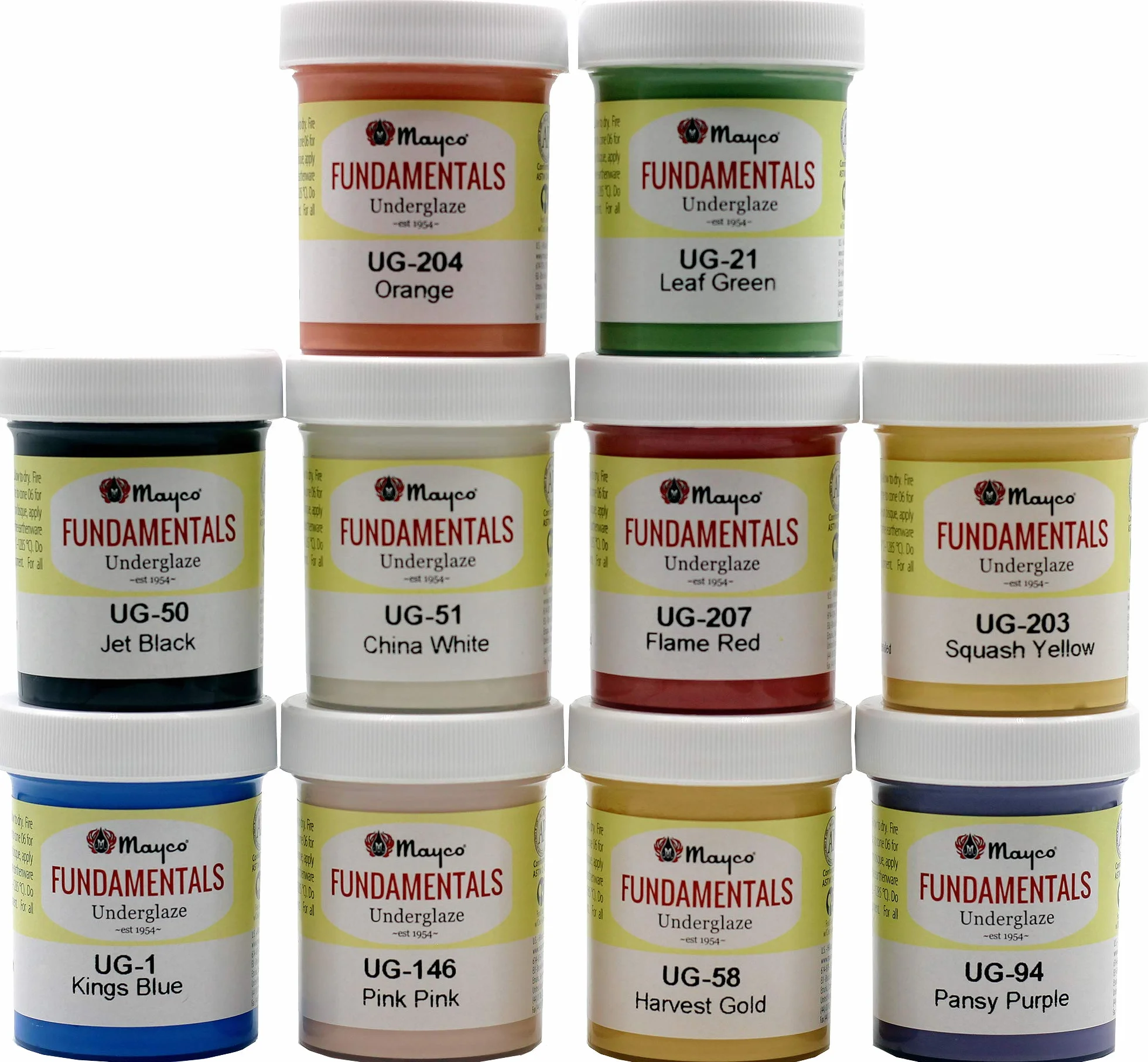 Mayco Underglaze - Juego de 10 posavasos (59 ml, con libro de bisque gratuito)