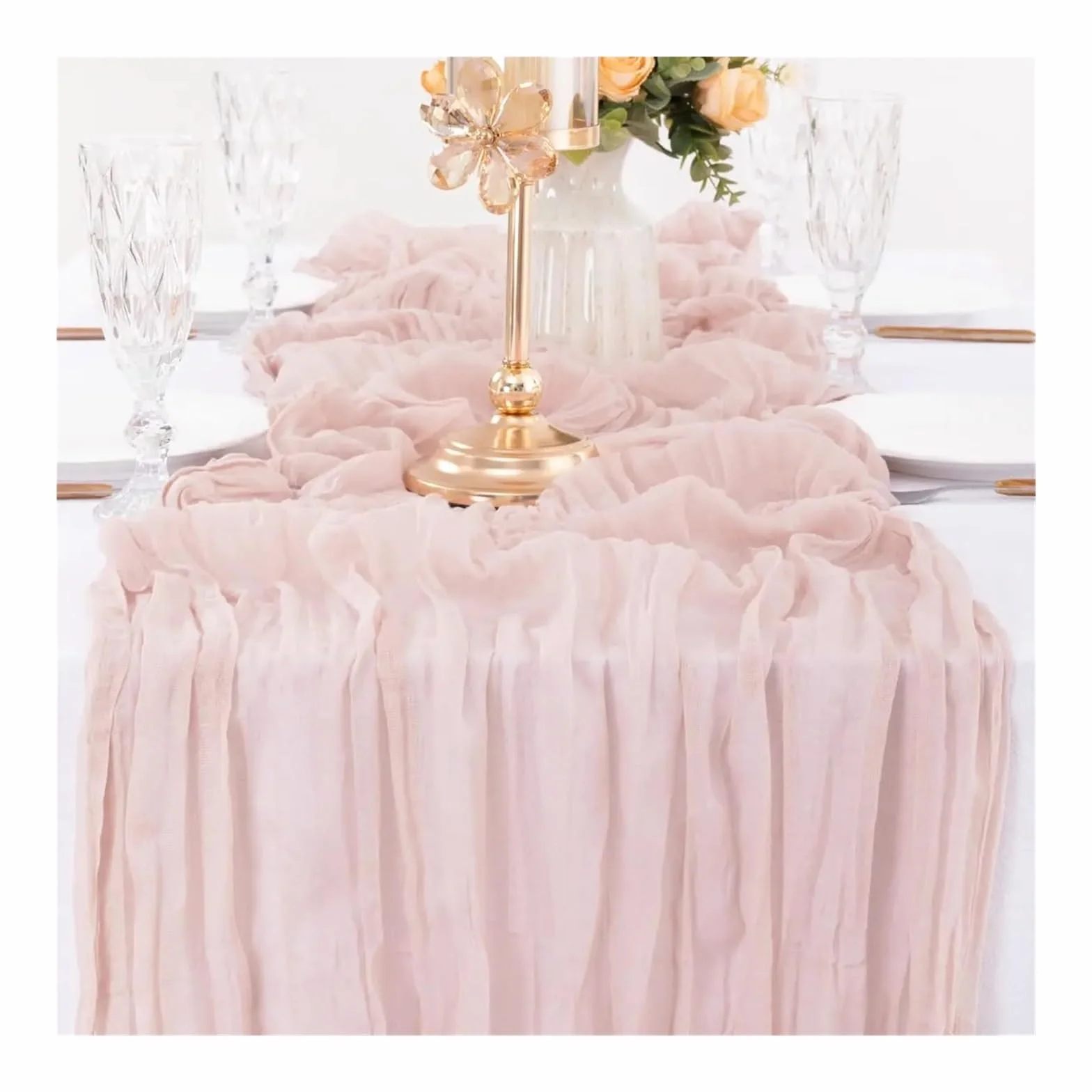 Servilletas de Mesa de algodón, Camino de Mesa Ester estopilla, 10 Unidades, Rosa, 90x180cm