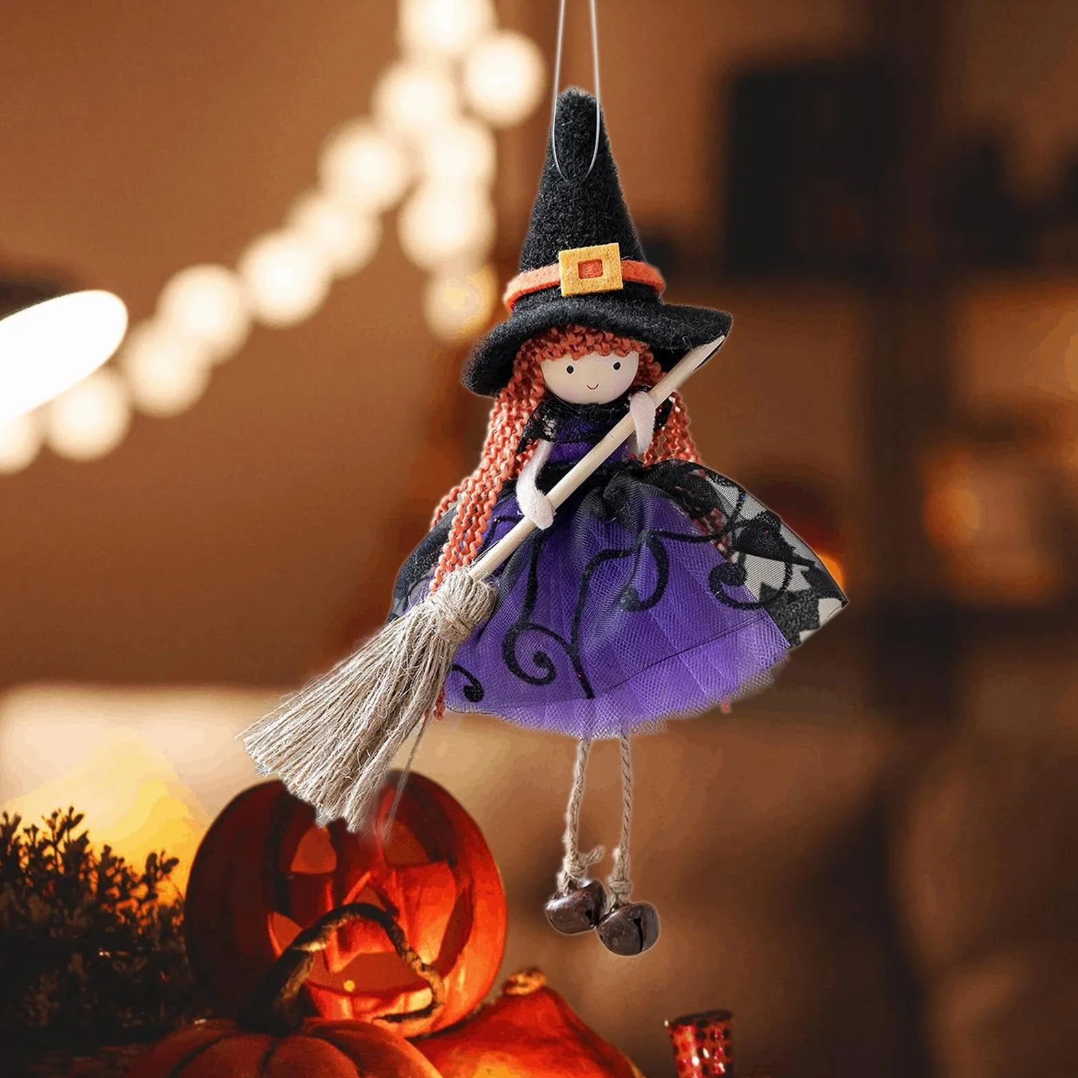 Muñeca de Bruja de Cocina Hecho a Mano Colgante Halloween Figura Coleccionable para Fiestas Decoración Exterior