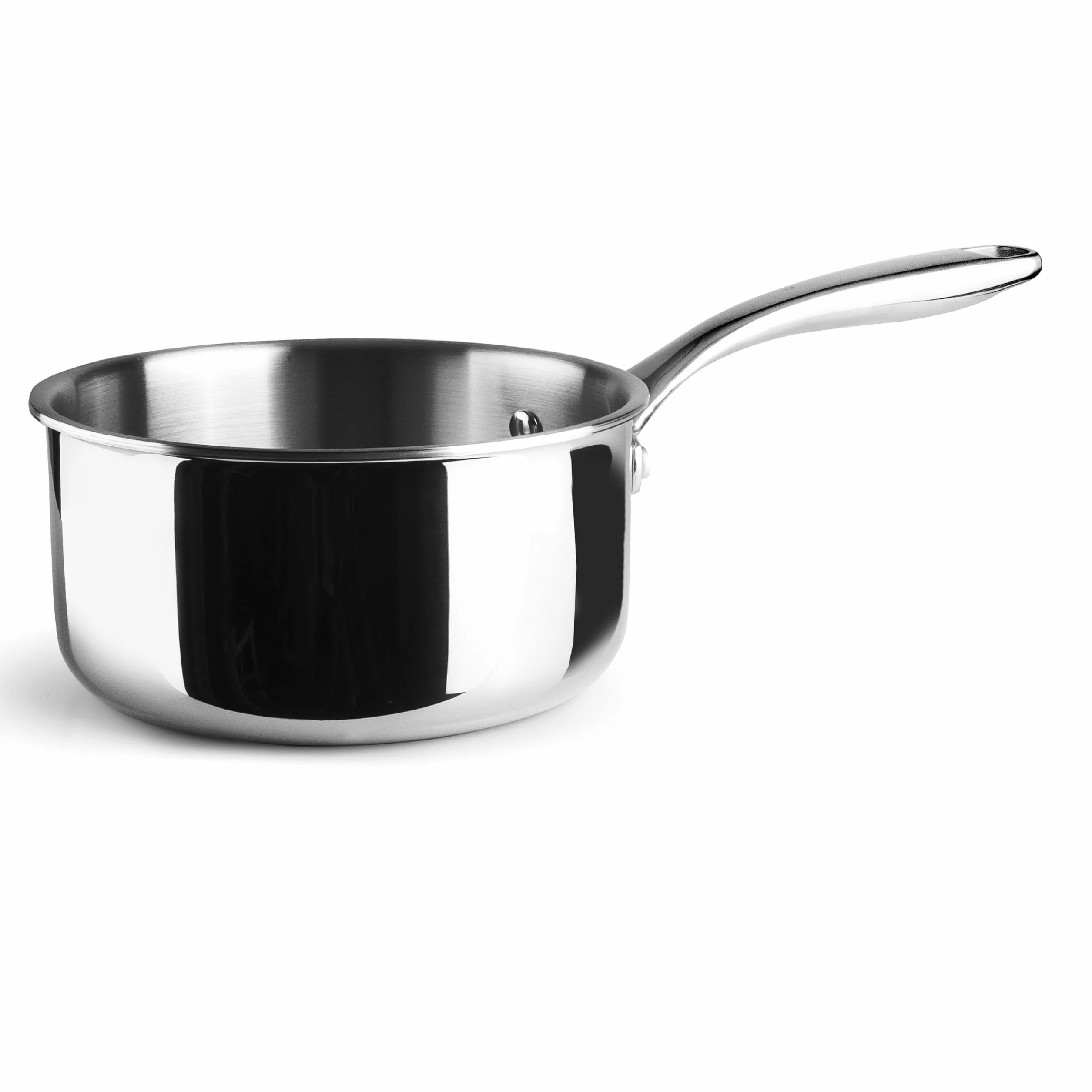 Lacor - 60868 - Cazo Trichef, 2,5 L, 18 cm, Tricapa de Acero Inoxidable 18/10 y Aluminio 1060, Mango de Acero Fundido, Apto para Inducción, Horno y Lavavajillas