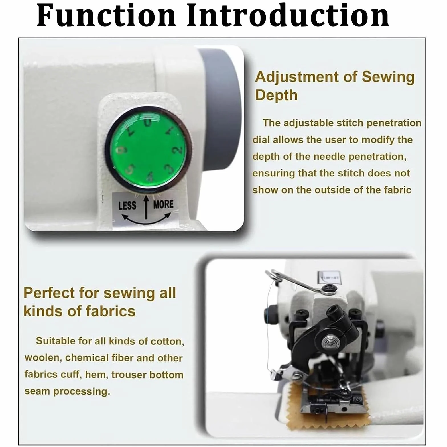 Máquina profesional de dobladillo de punto ciego, máquinas portátiles de dobladillo de punto ciego, máquina de coser y bordar, velocidad de 1200 rpm, paso de aguja de 3 a 8 mm, punto de cadena de hilo