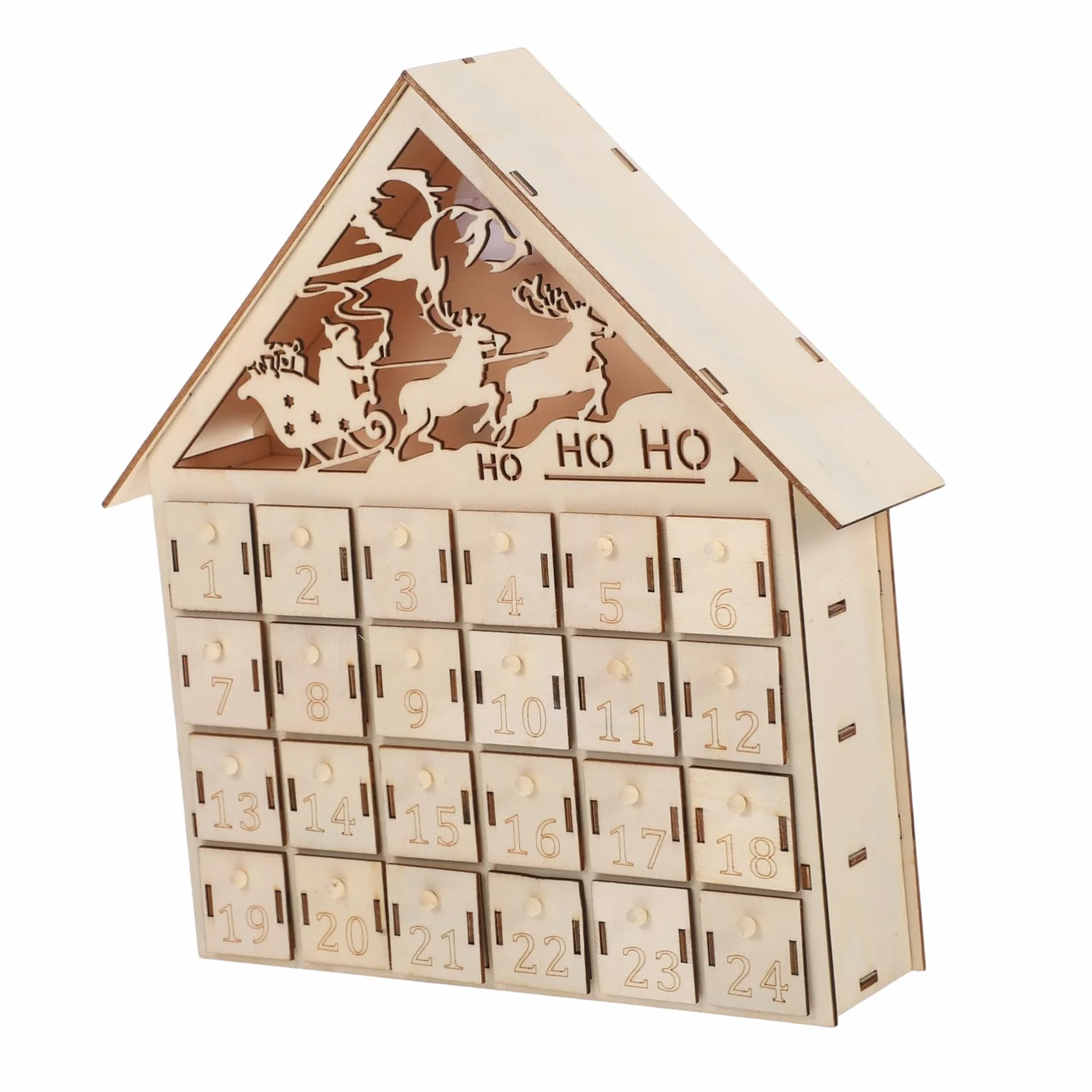 Calendario de Adviento de Madera LED Reutilizable Luz Decoración Rústica para Mesa Navidad