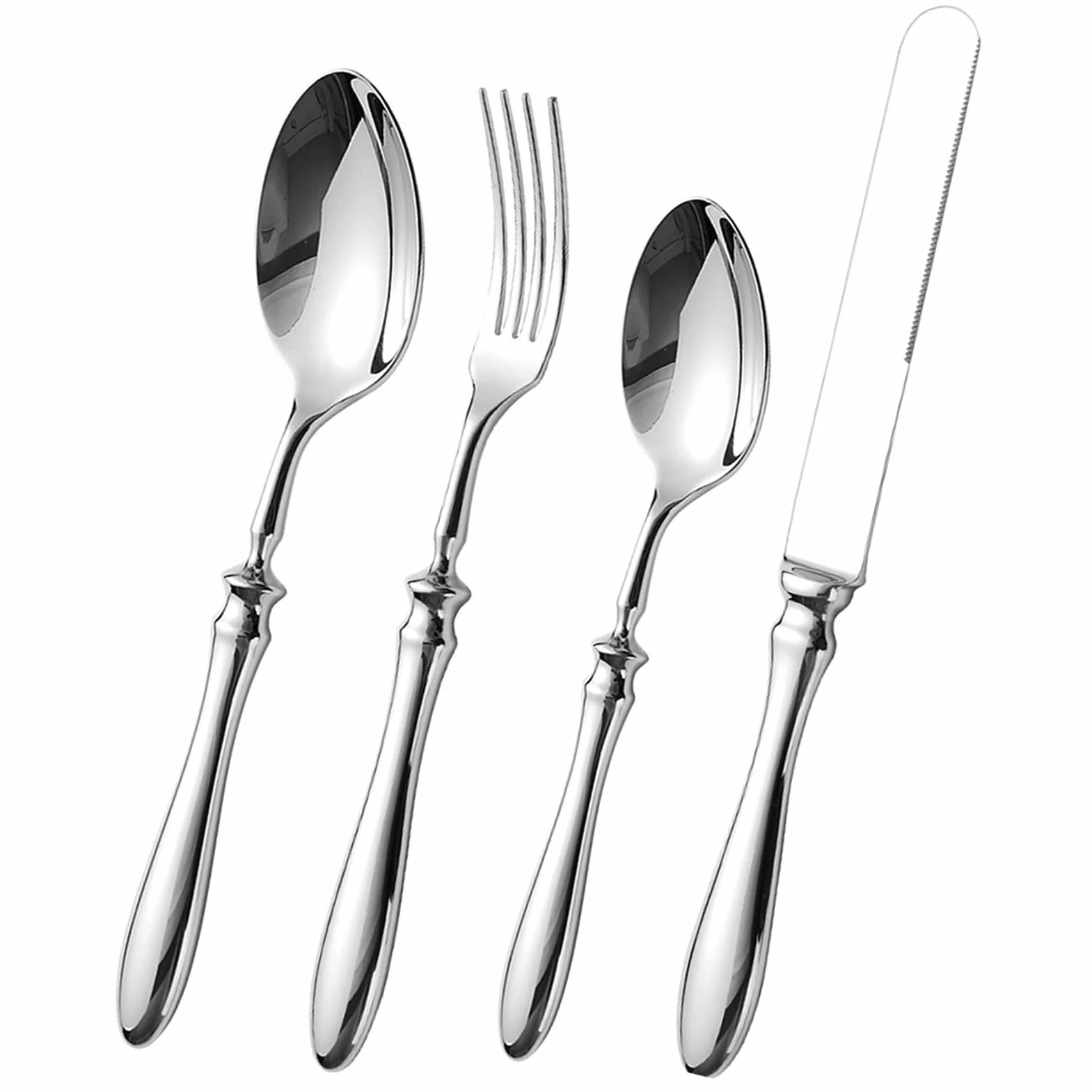 Juego De Cubiertos Cubertería moderna pulida de acero inoxidable | Utensilios cocina para comer Para Cena Boda Camping Restaurante Aire Libre Viaje Ensalada Bistec Postre Sopa