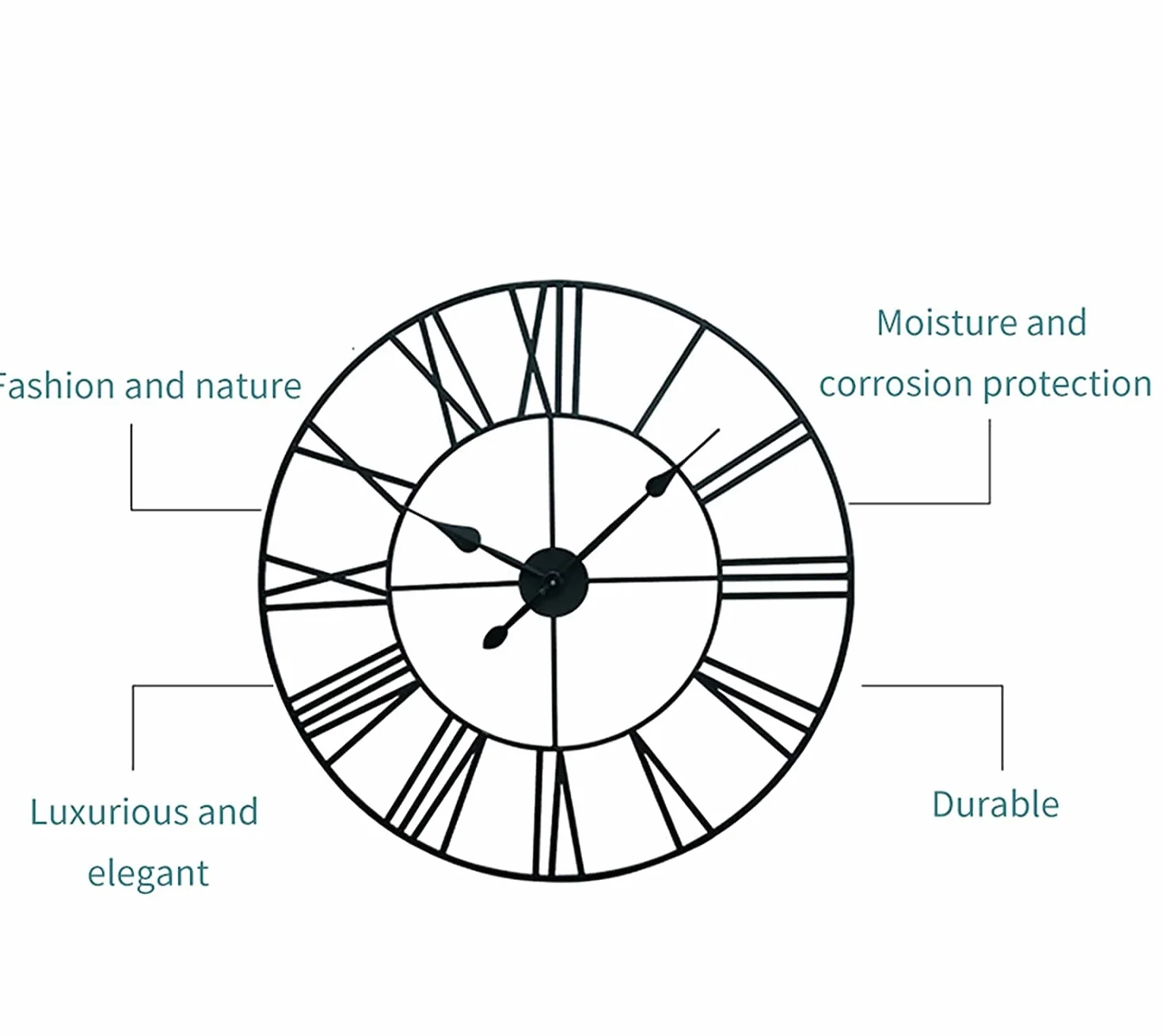 Reloj De Pared, Reloj De Exterior, Reloj De Jardín, Reloj De Pared De Estilo Industrial Europeo con Grandes Números Romanos, Reloj De Pared Silencioso De Metal para El H,40cm