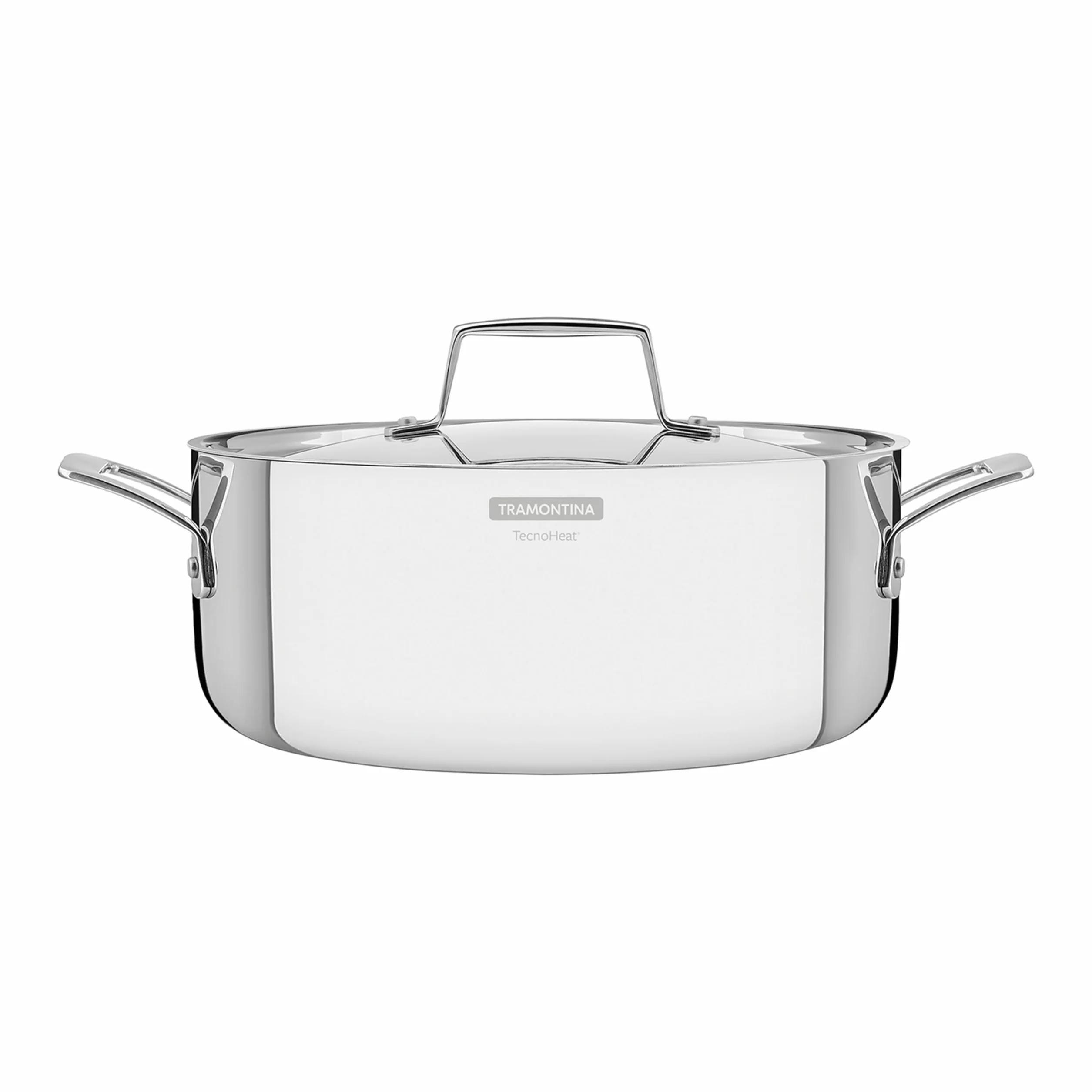 TRAMONTINA - Cacerola Grano, de Acero Inoxidable y Terminación Brillante, con Cuerpo Triple y Tapa, 24 cm y 4,7 L