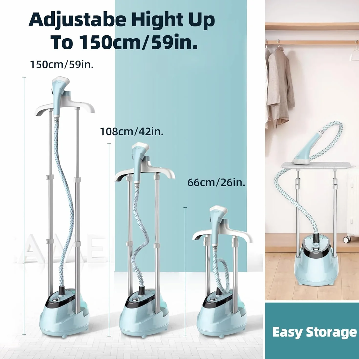 Annmiir Upright Clothes Steamer 2000W Turbo Boiler - 2L Tank, 1h Continuous Steam, Flat&Hanging Ironing, 2 Retractable Rods, 10 Modes, 30s Fast Preheat, All Fabrics Compatible
