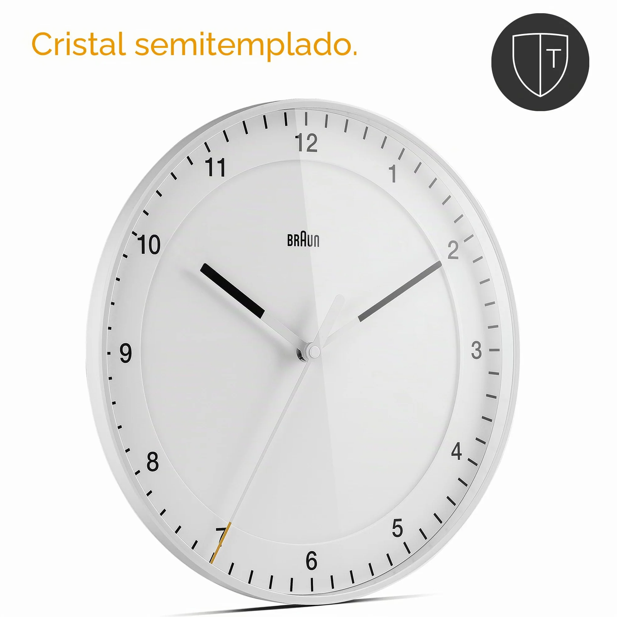 Braun Reloj de Pared analógico Grande clásico Movimiento de Agujas silencioso, de fácil Lectura, diámetro del 30 cm en Blanco, Modelo BC17W.