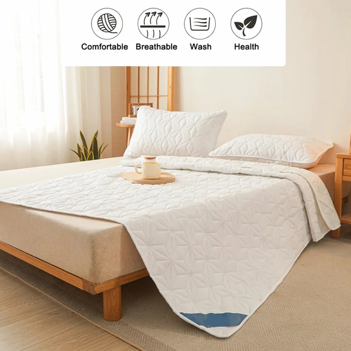 Protector Impermeable Colchon, Cubre Colchon Protector de colchón impermeable - Funda de colchón transpirable y silenciosa con 4 correas elásticas en las esquinas. Se adapta a hasta 40 cm de profundid