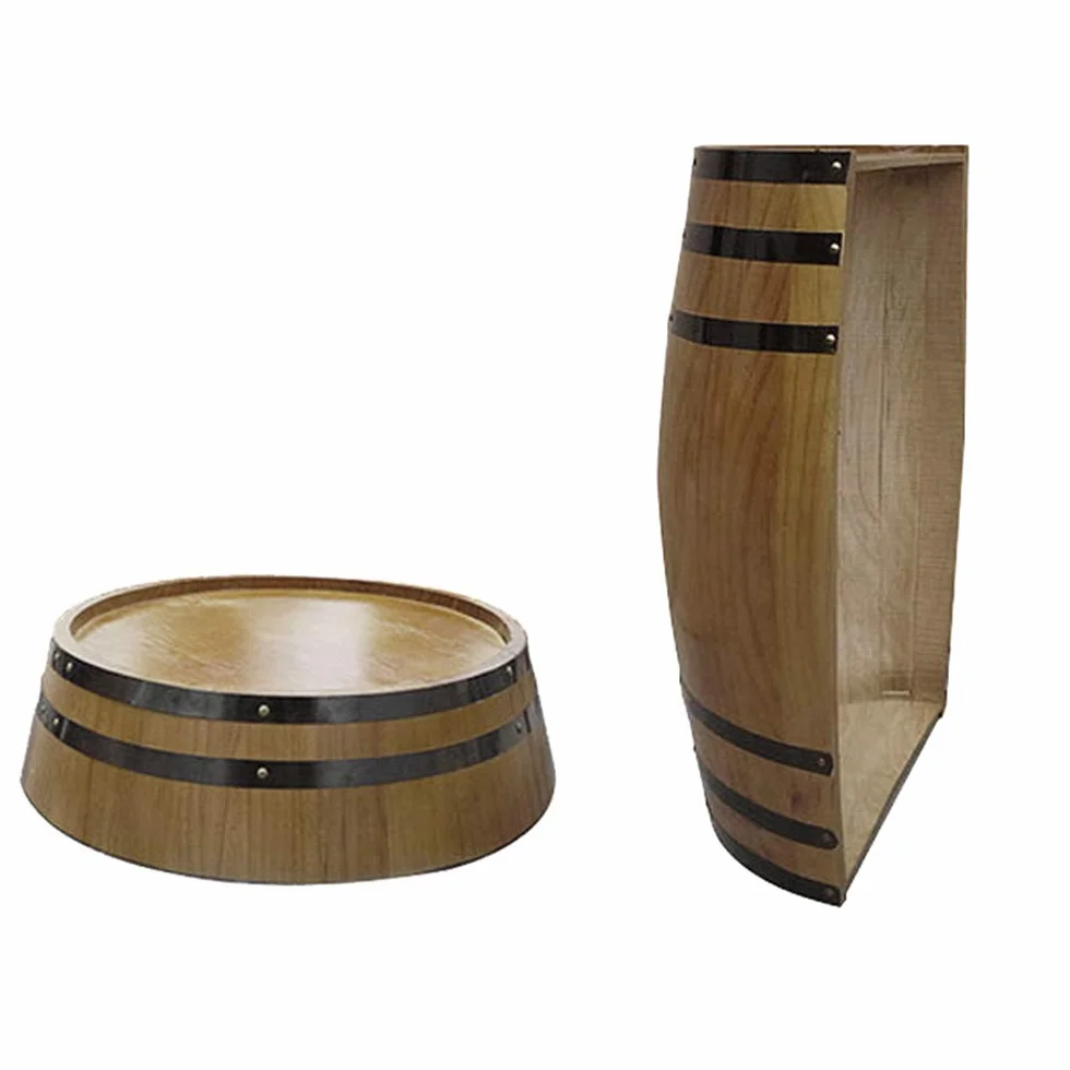 Barril de vino de roble medio barril con tapa y fondo decorado para montaje en pared - Ideal para bar de bodega, accesorios para fotografía de boda | Barril de cerveza de madera maciza