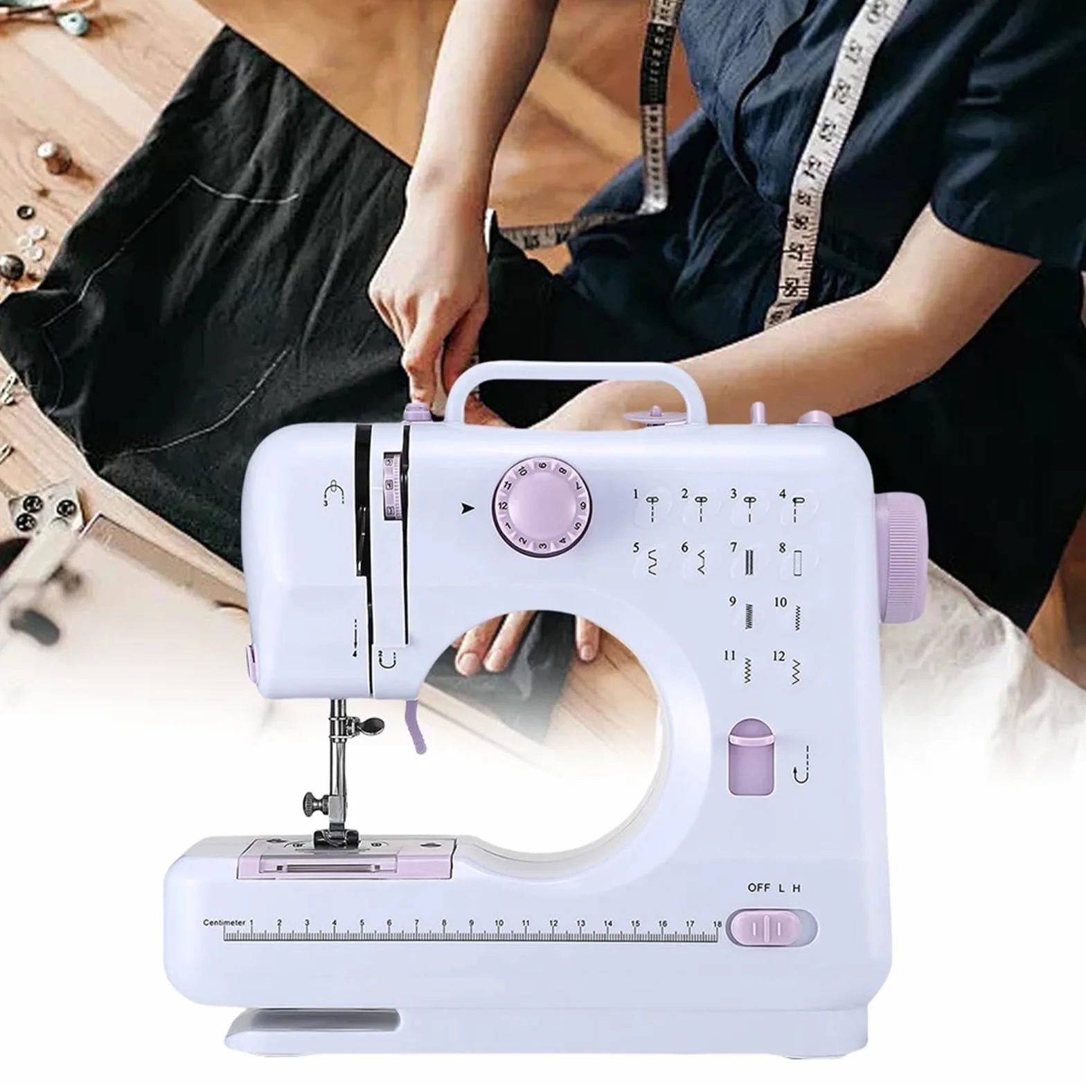 Bobinadora, Máquina De Coser Viaje 505A Con Pedal,para motor, resorte, cinta | Doble Velocidad, 12 Puntadas Integradas, Kit Costura, Para Principiantes