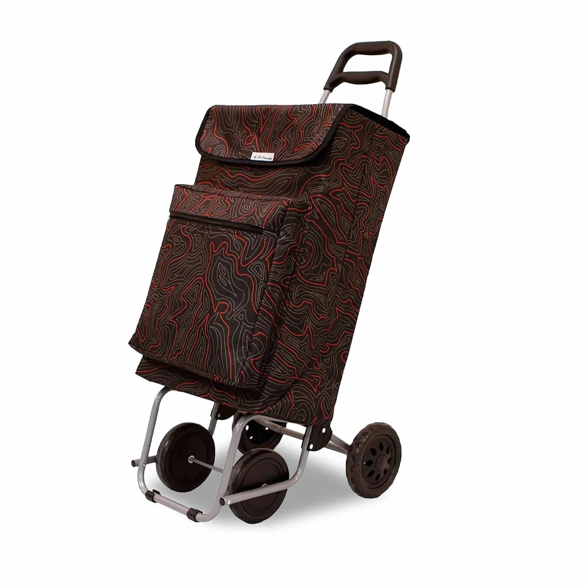 Amig - Carro de la Compra de 4 Ruedas - Bolsillo Exterior para Congelados - Carga Máxima 15kg - Capacidad de 48 litros - 22x40x106 cm - Negro