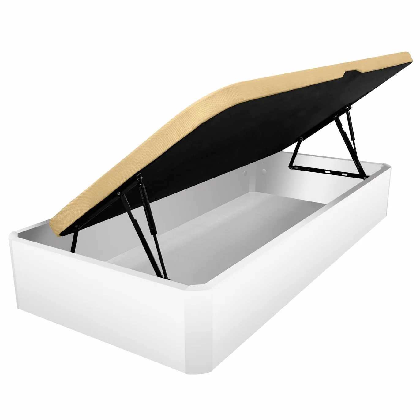 Somnia Descanso - Canapé Abatible Apertura Lateral de Madera con Gran Capacidad, Espacioso, Transpirable y Resistente, Esquinas Redondeadas, 90 x 190, Blanco