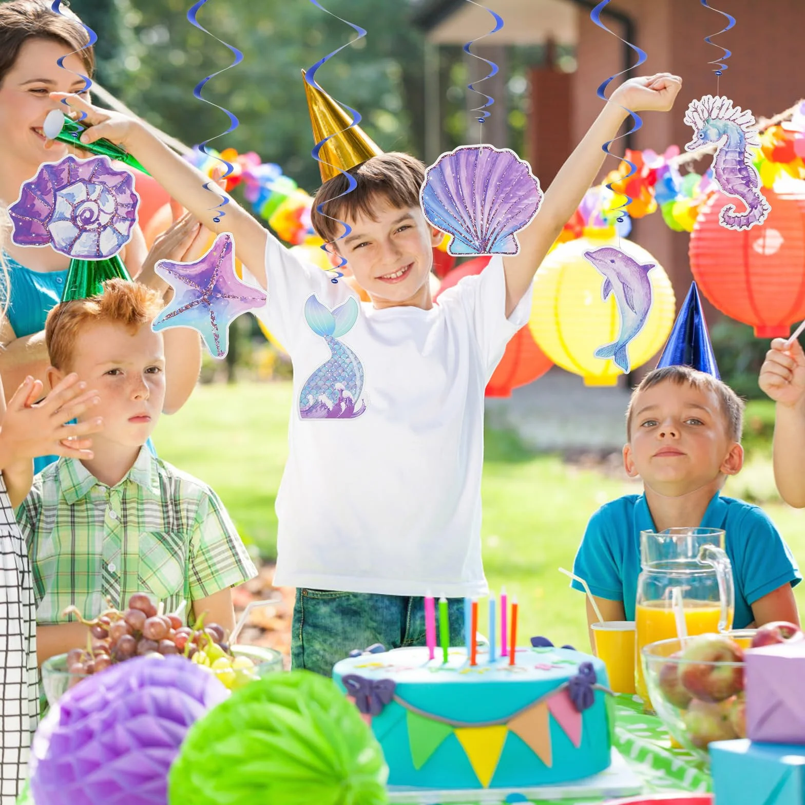 Decoraciones de Sirena Colgantes para Fiesta de Cumpleaños, Decoración de Techo Tema Océano