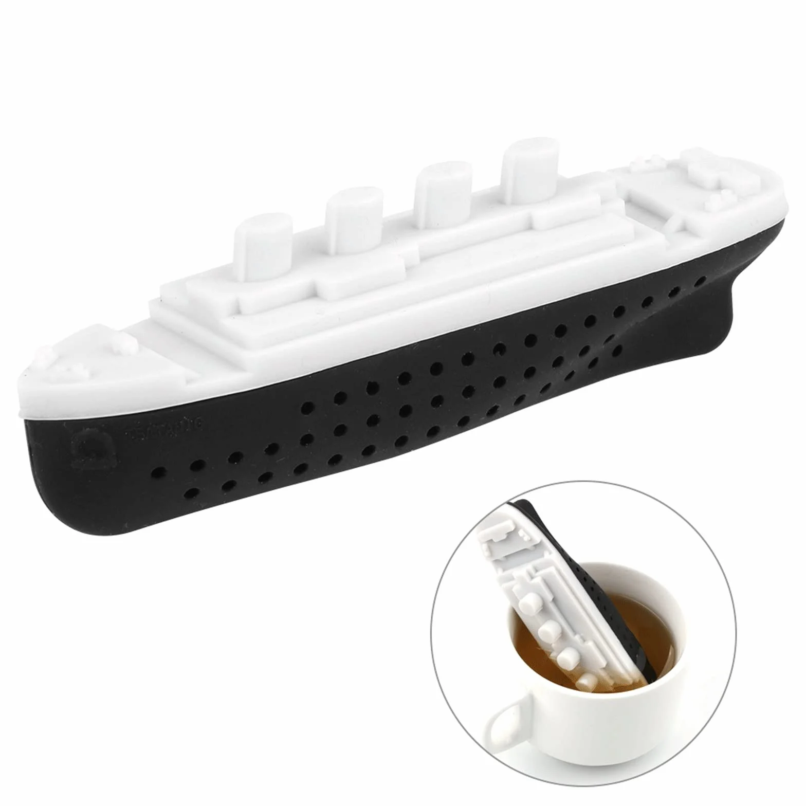 Colador de té con forma de barco, difusor creativo, bolsa de té, filtro de hierbas, juego de té de silicona
