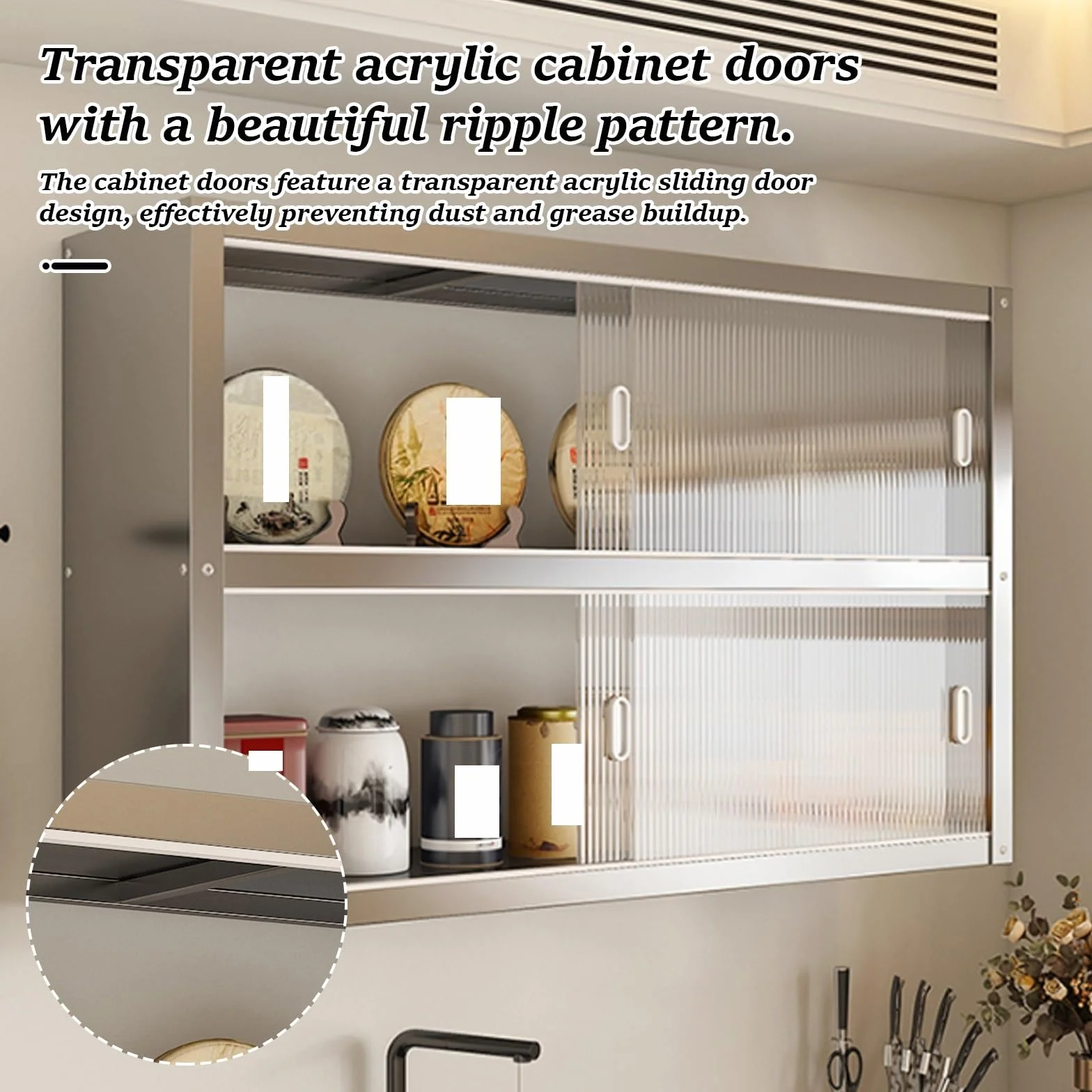 Estante de Almacenamiento vajilla Acero Inoxidable una y Dos Capas para Montaje en Pared,Armario,suspendido,con Puerta corredera(120 * 35 * 70cm/47.2 * 13.8 * 27.6in)
