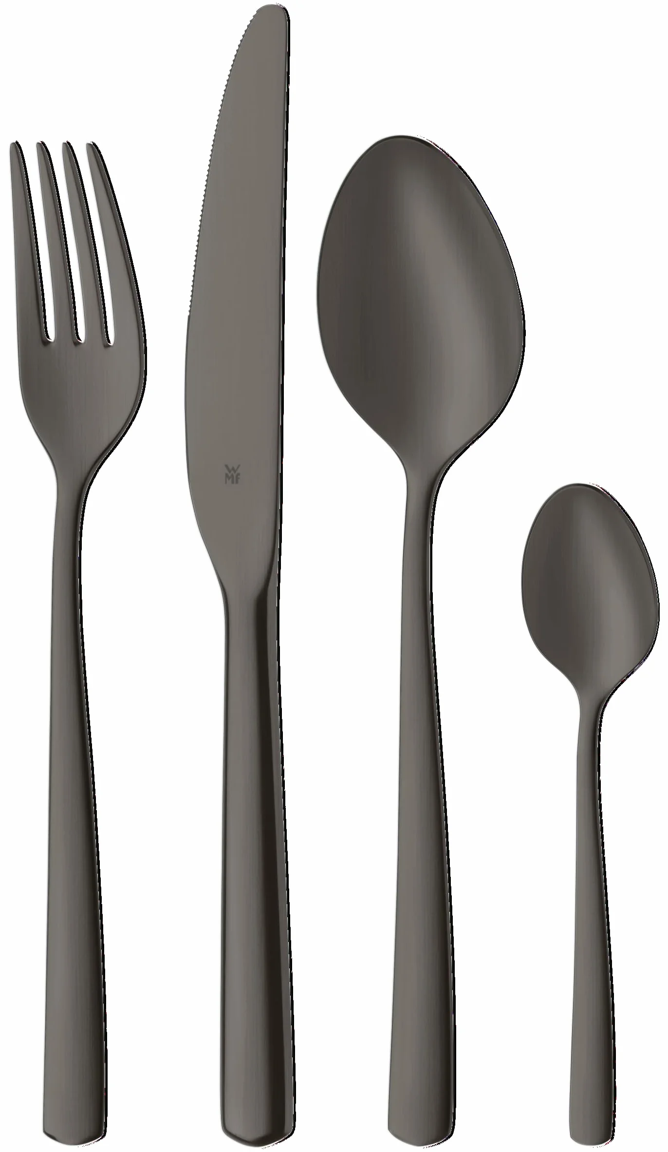 WMF Boston Black - Cuberteria 24 Piezas 6 Comensales de Acero Inoxidable Cromargan con Acabado Pulido, Apto para Lavavajillas