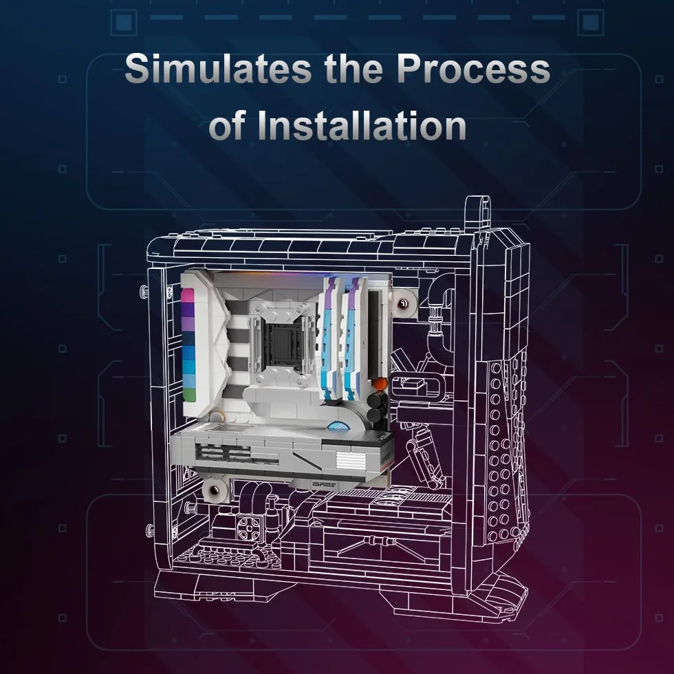 PAN TASY BRICKKK Ordenador de Sobremesa, Set de Bloques para Adultos | Torre de PC detallada con componentes internos, modelo tecnológico para construir, coleccionar y exponer