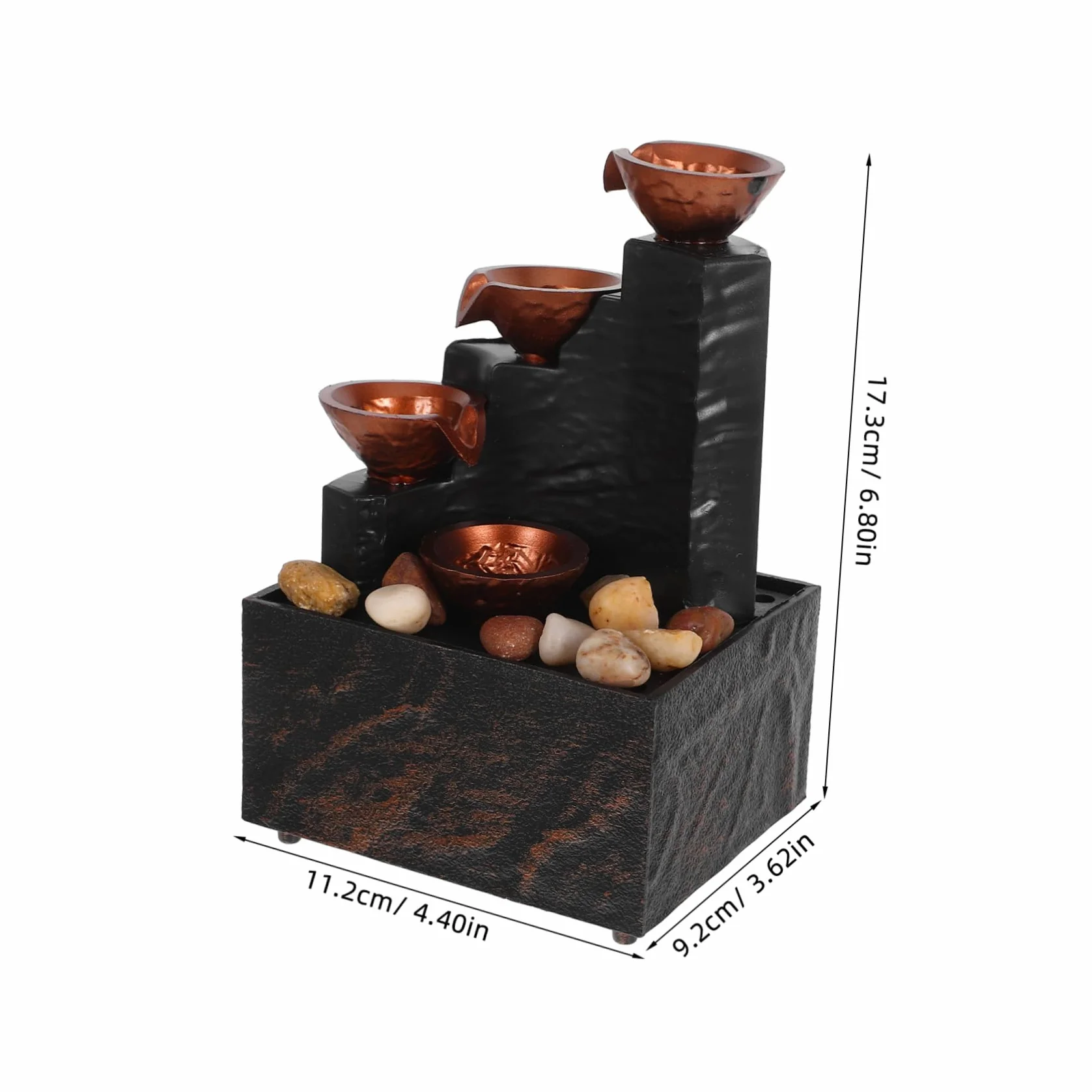 POPETPOP Fuente Pequeña de Escritorio con Iluminación Ambiental Suave y Material Hips, Compacta y Portátil para Decoración de Mesa en Oficina o Estantería