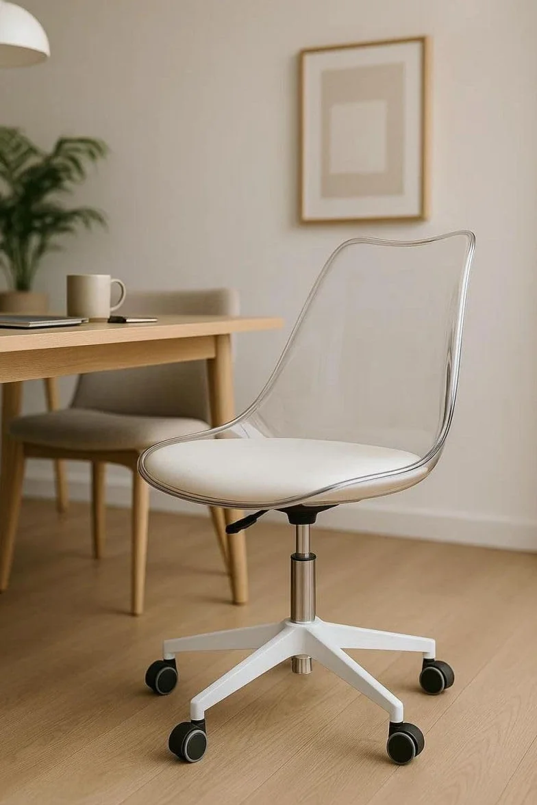 Regalos Miguel - Silla de Oficina Blanca Neo Transparente - Máxima Ergonomía - Ideal para Escritorio y Gaming