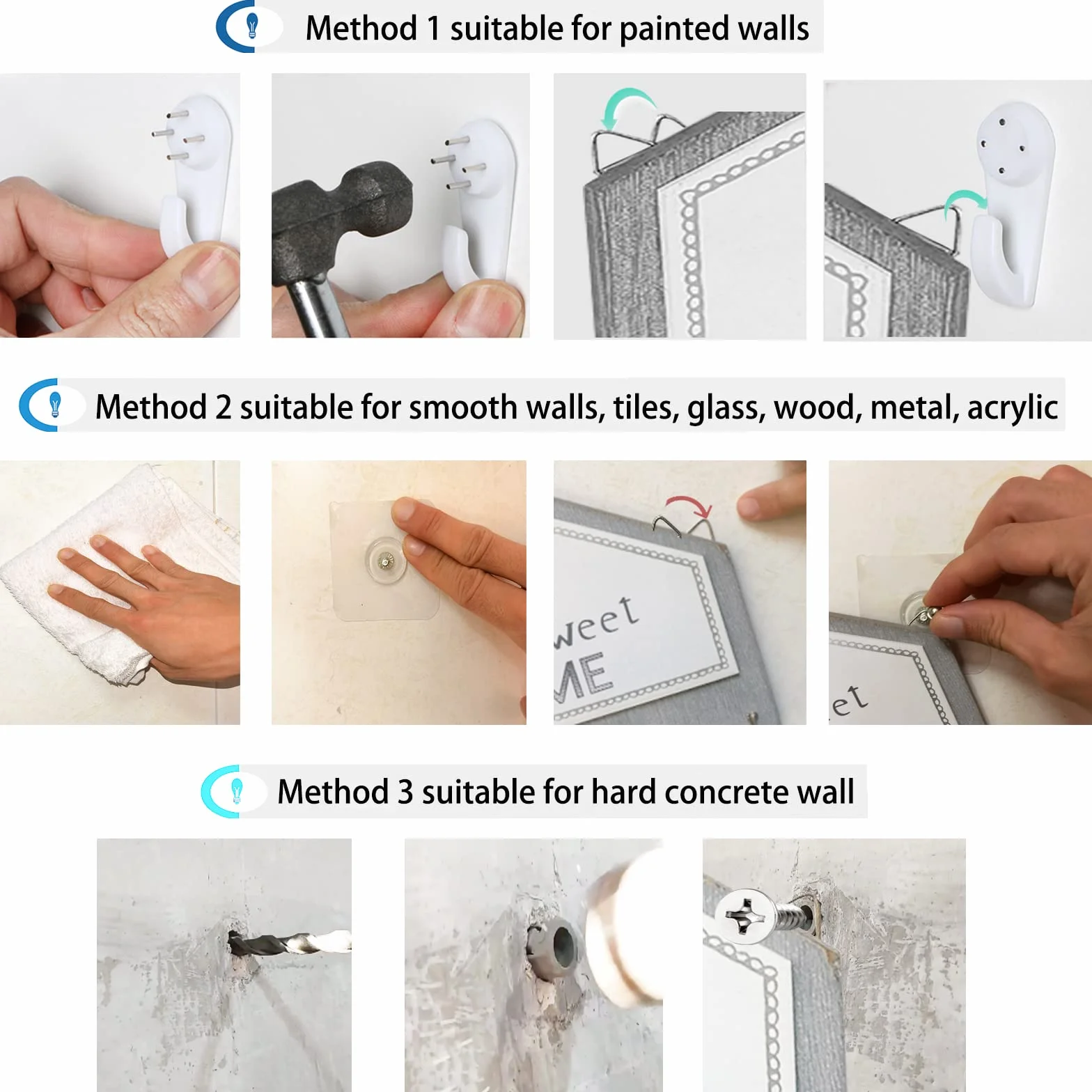 Echehi Colgador Llaves Pared Madera 7 Ganchos Autoadhesivo Perforador Instalación 3 vías Porta Llaves Hogar Gris