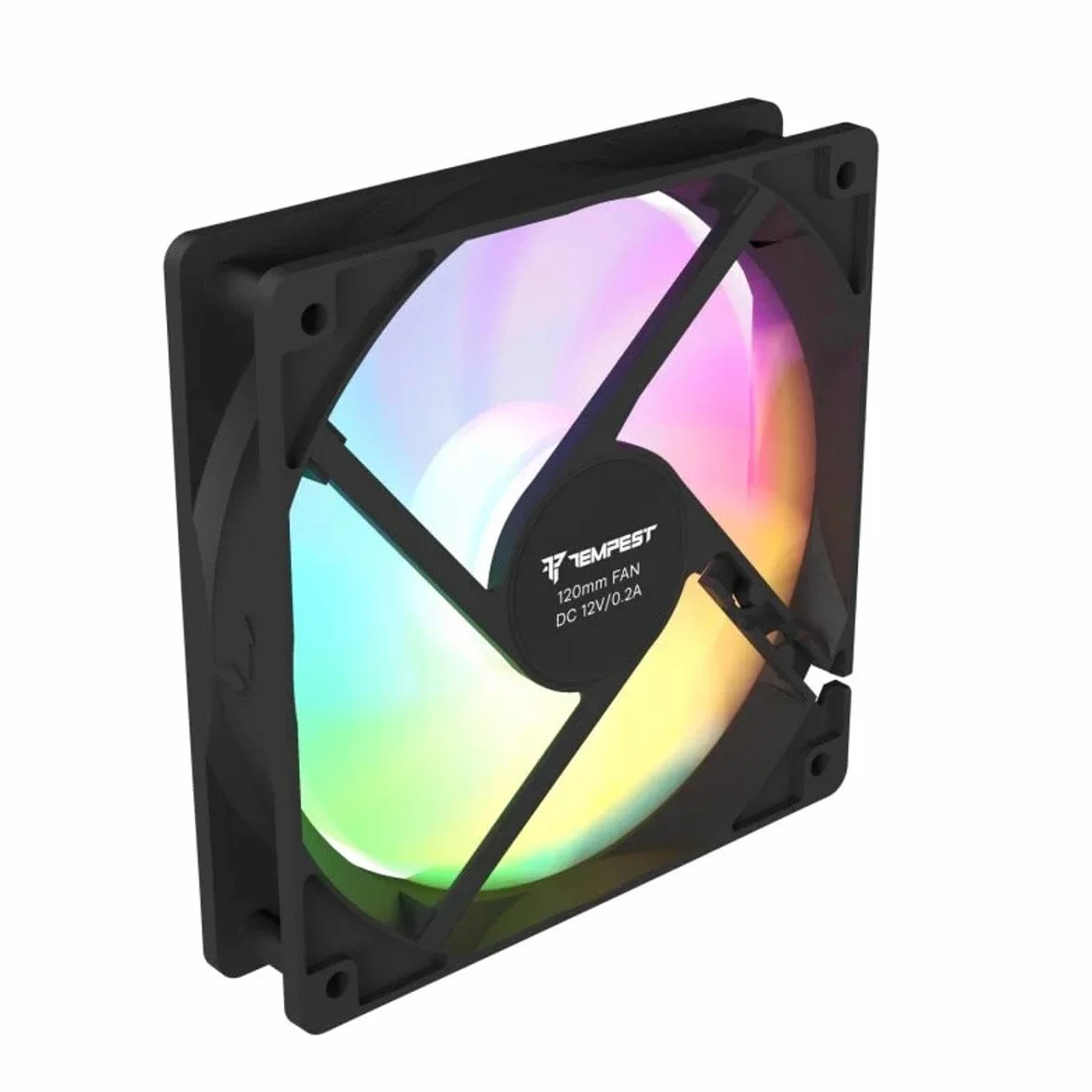 Tempest Ventilador PC ARGB, 120mm, Ultra Silencioso, 1200 RPM, Ventilador Gaming Negro
