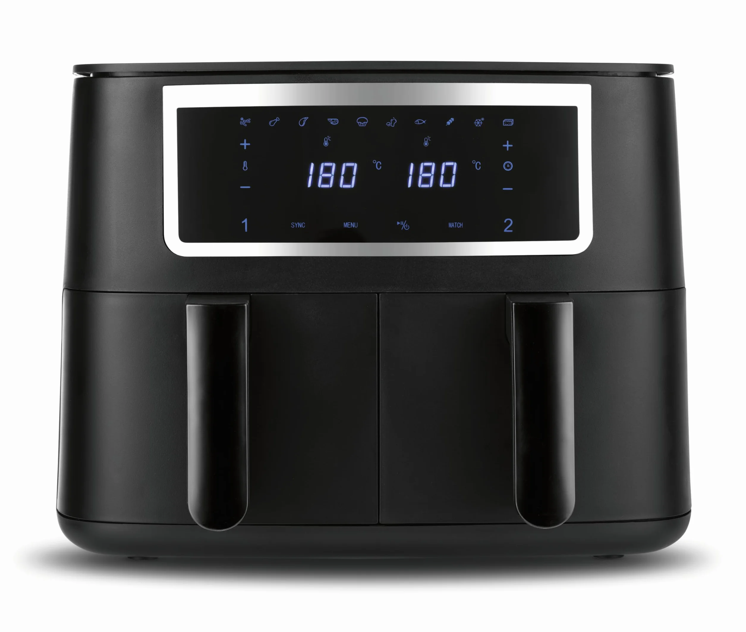 GOURMETmaxx freidora de aire caliente de doble cámara - 2 x 4 L | Synchro-Garzone Airfryer | freidora con pantalla táctil | freidora de aire caliente 2 cámaras y 10 programas | freír casi sin aceite
