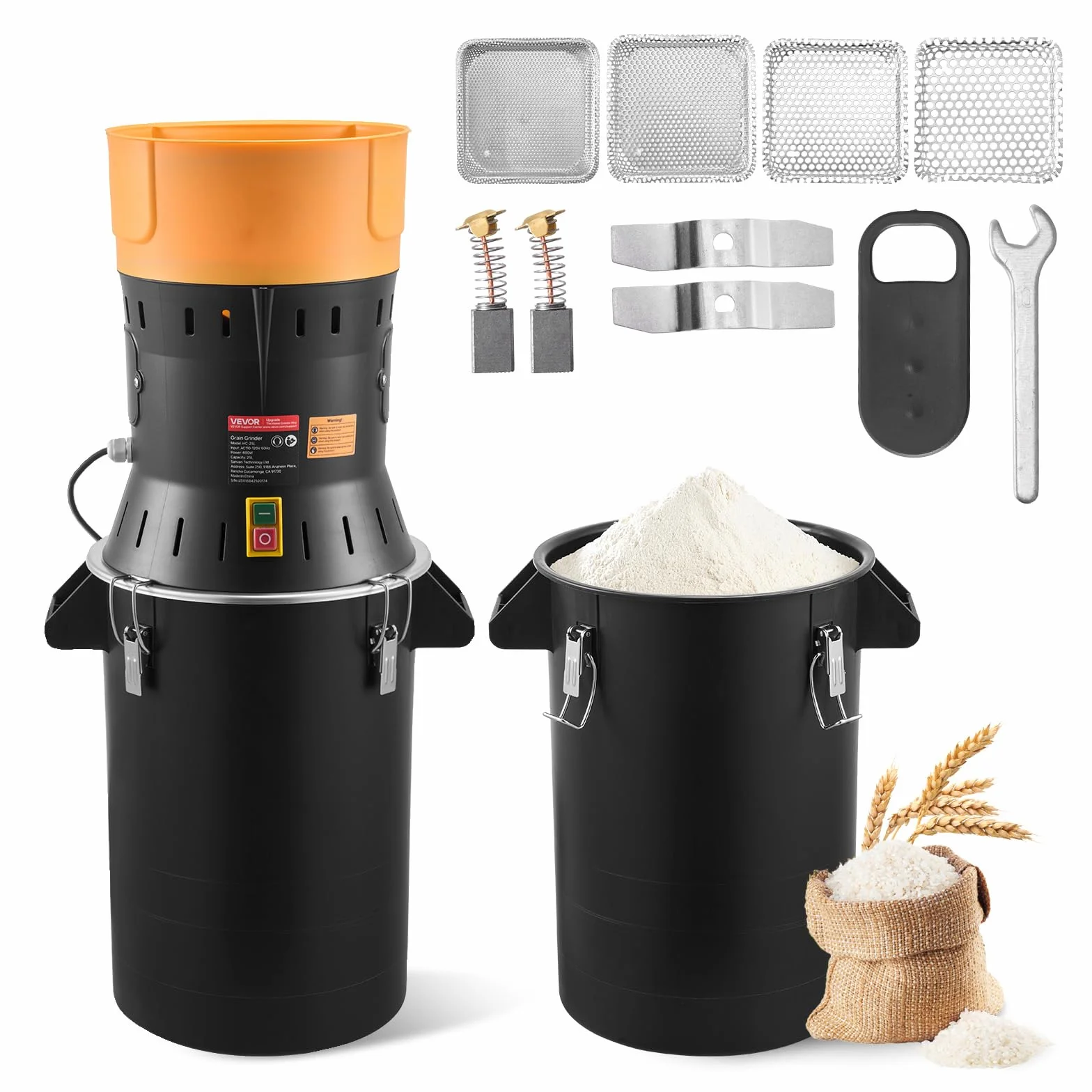VEVOR Molinillo Eléctrico de Especias 600 W, Molinillo de Cereales de Alta Velocidad 15.000 rpm, con Cuchillas Afiladas Galvanizadas para Granos Secos, Especias, Cereales, Granos de Café, Pimienta