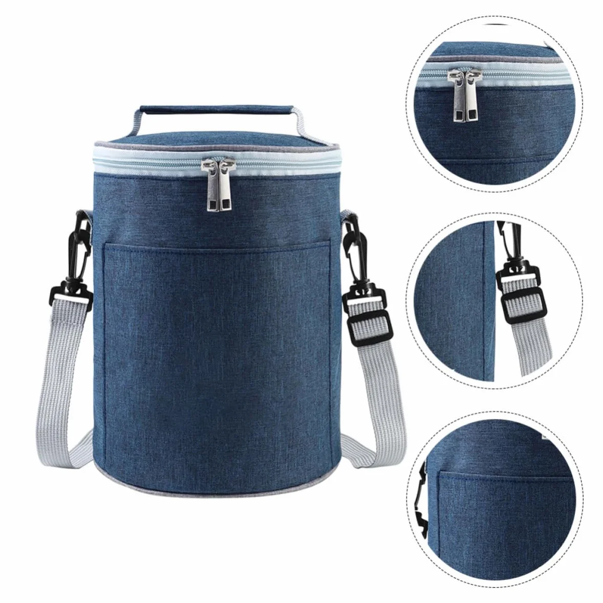 SHERCHPRY Bolsa Térmica de Oxford Portátil y Ligera para Almuerzo al Aire Libre, Bolsa de Comida Aislada Diseño Redondo y Material Resistente para Trabajo y Picnic