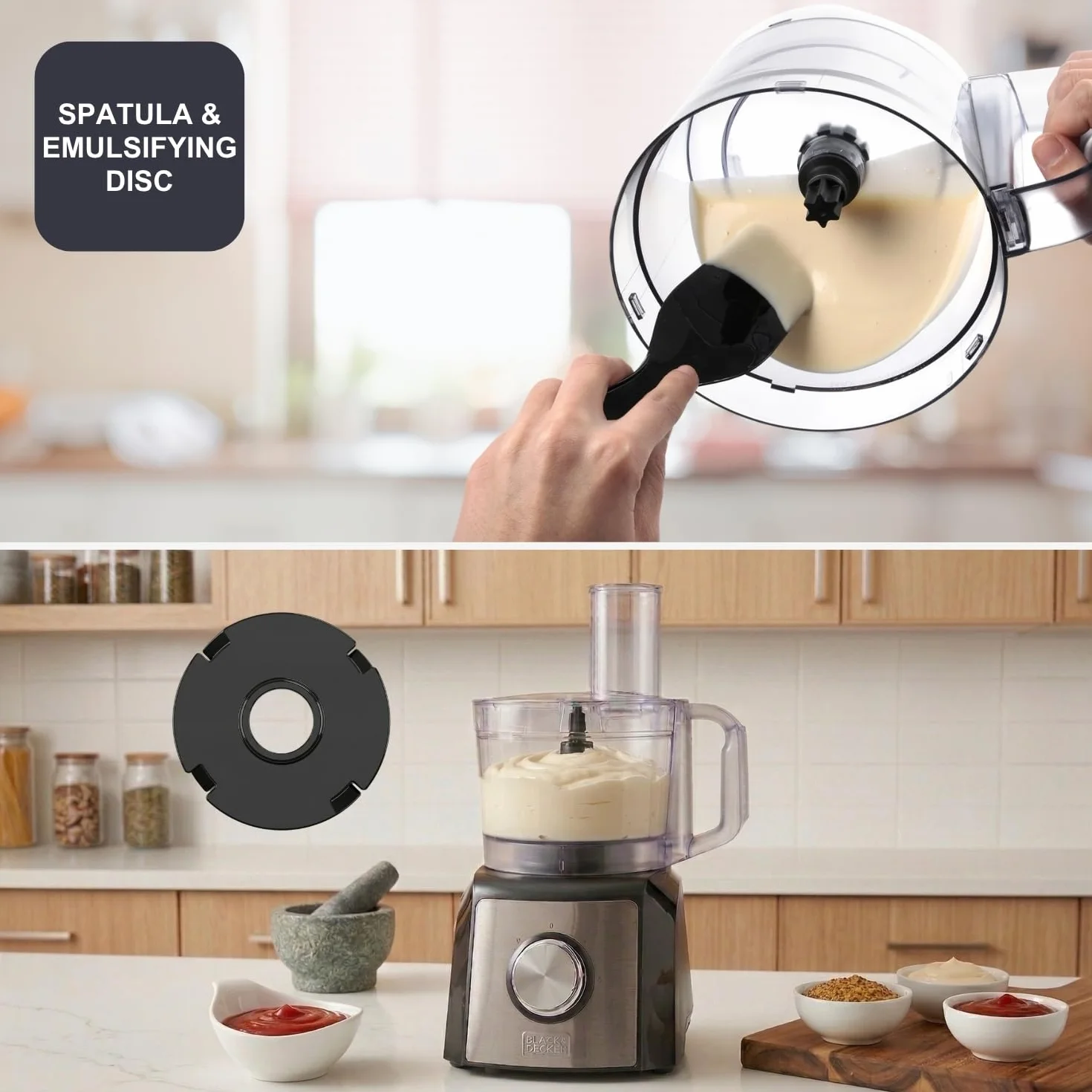 BLACK+DECKER – Procesador De Alimentos BXFPA1200E | 1200W | Jarra 1.5L | 2 Velocidades + Turbo | +8 Accesorios | Inox Antihuellas | Cuchillas Y Discos INOX | BPA Free | Antideslizante