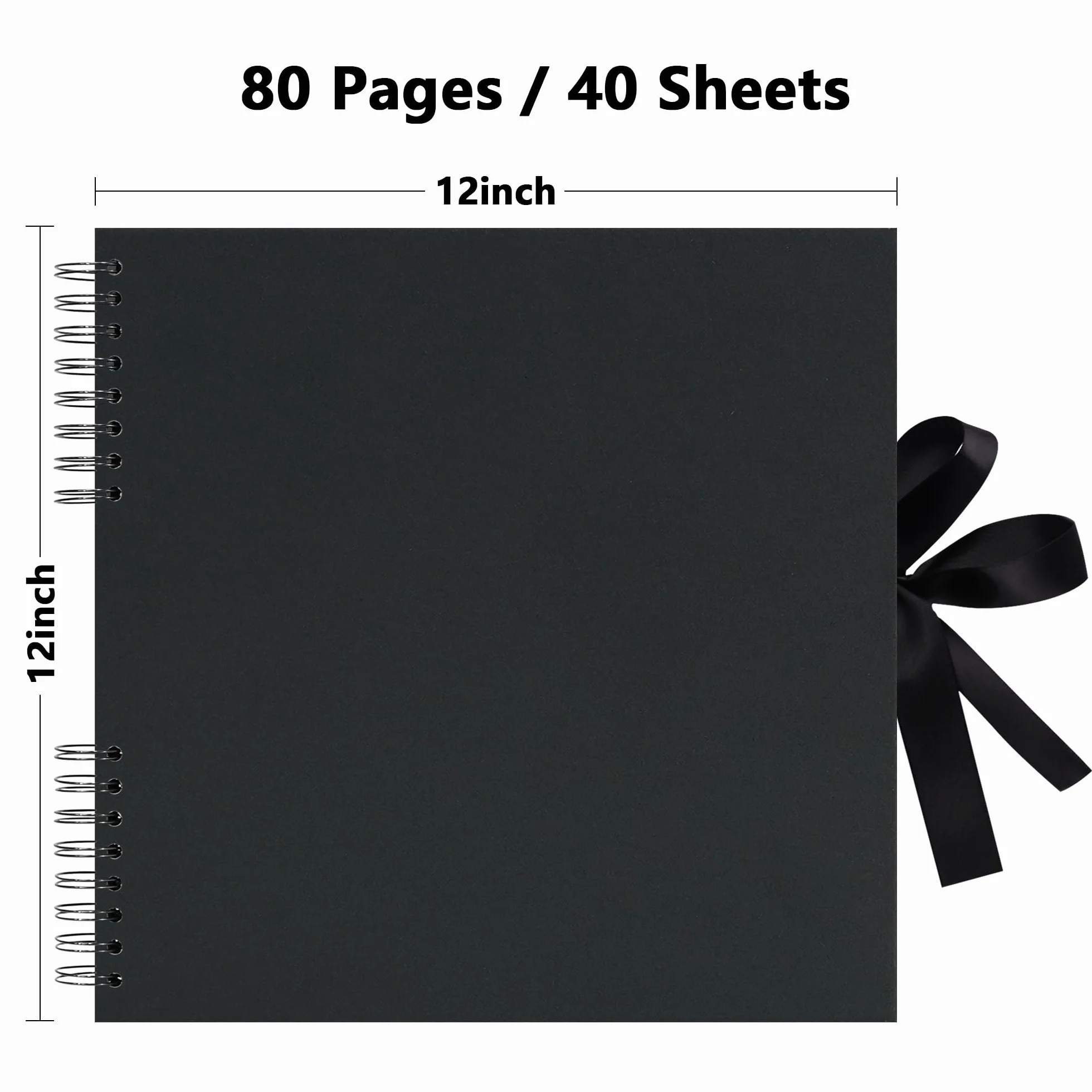 Vienrose Álbum de recortes grande de 12 x 12 pulgadas, álbum de fotos, álbum de recortes de bricolaje, libro de recuerdos de papel kraft grueso negro, álbumes de fotos para parejas, bebés, bodas,