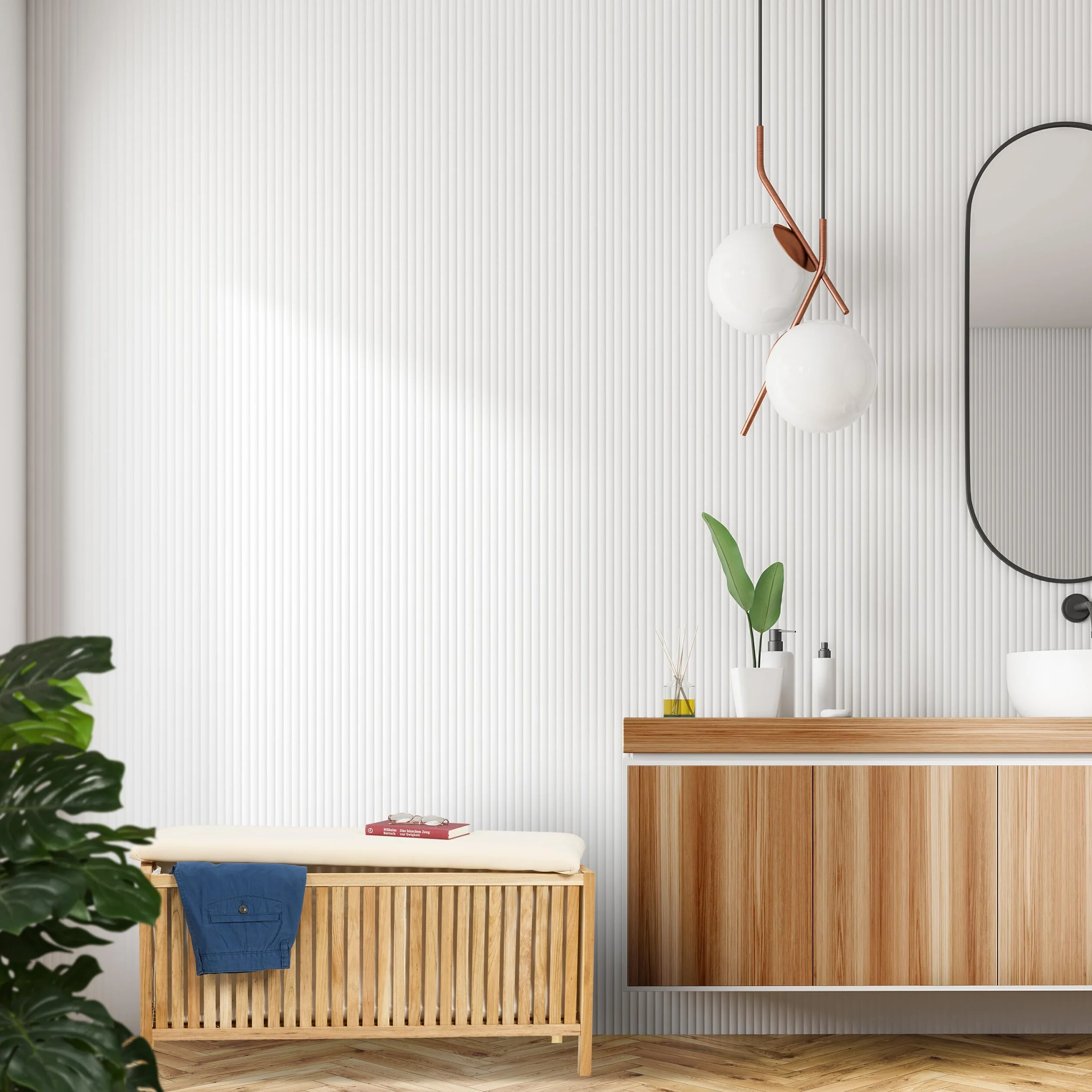 Relaxdays Arcón para Ropa Sucia con Asiento, Baúl para Colada, 100 L, 50 x 100 x 38 cm, Madera y Tela, Natural y Blanco, Poliéster, Algodón