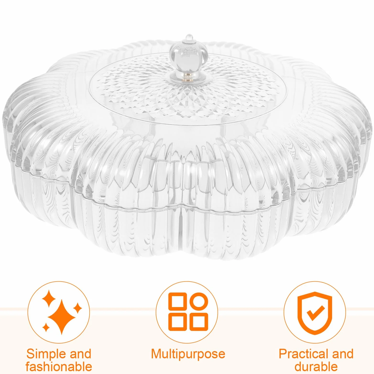 Ipetboom Bandeja de Dulces Transparente con Compartimentos en Forma de Flor Bandeja Dividida de Plástico para Servir Frutas y Snacks Adecuada para Fiestas y Hogar