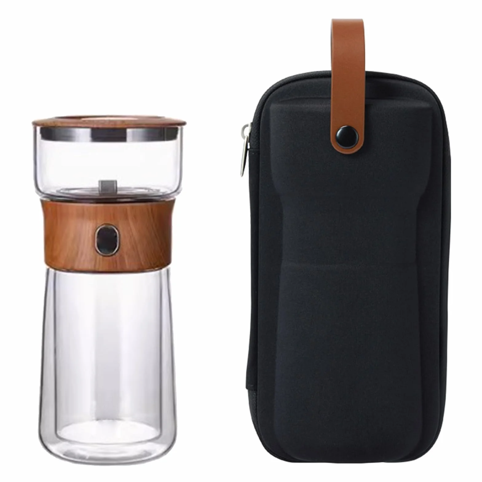 Taza infusora de té Moderna para Uso Individual Que destaca la preparación Sencilla con Grifo y a Prueba de derrames Ideal para Todas Partes Doble Pared