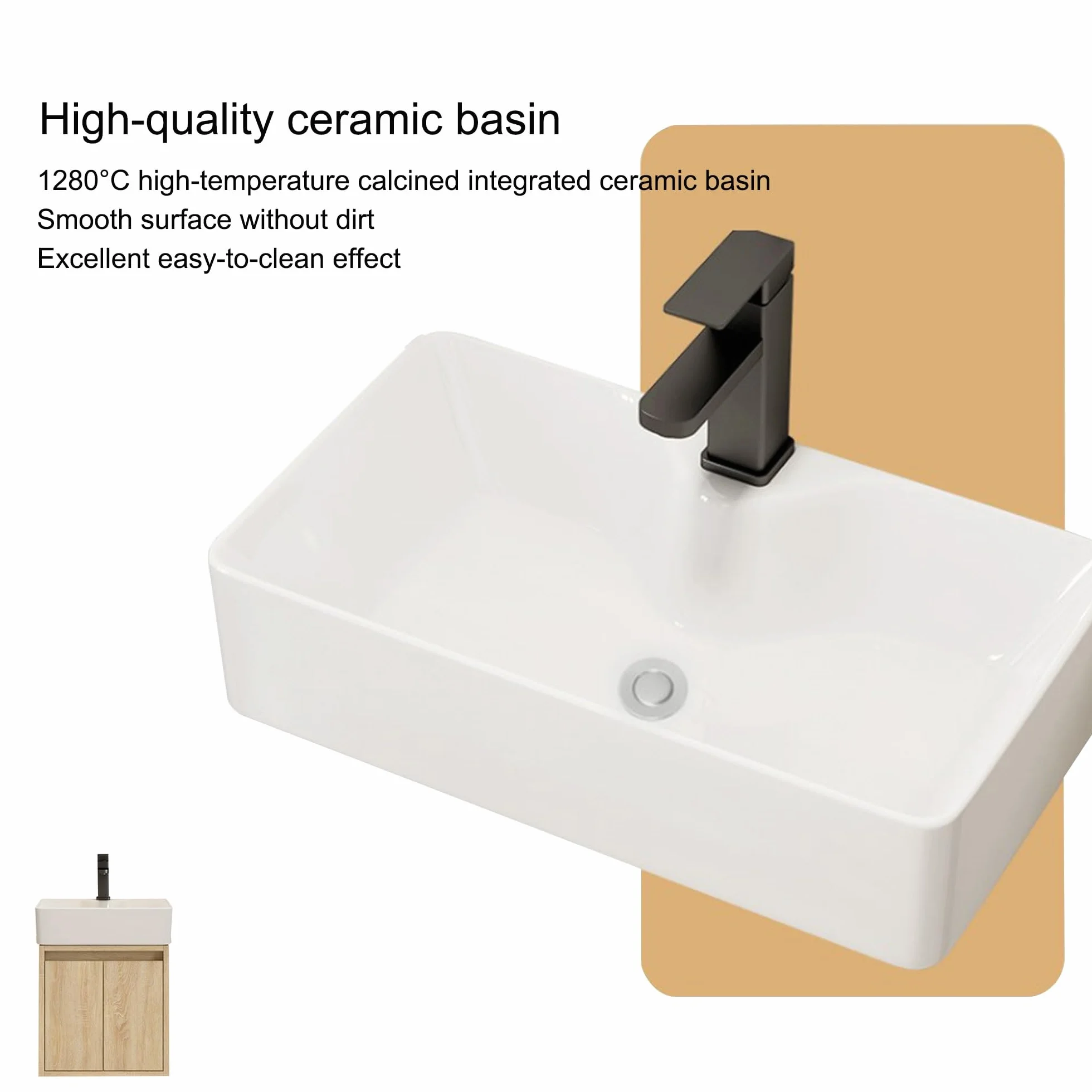 Mueble de Baño Suspendido con Lavabo Pequeño para Espacios Reducidos
