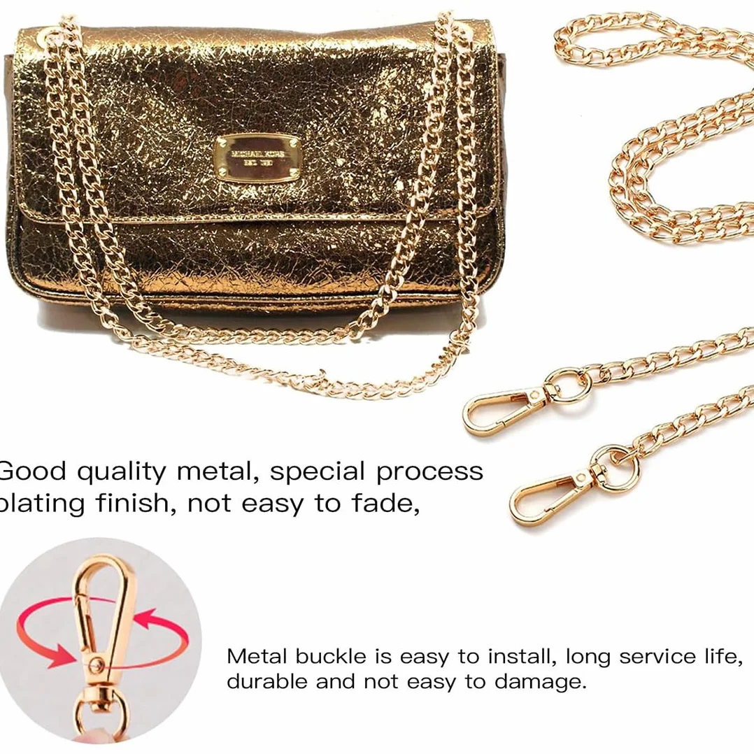 Cadena para Bolso de Metal 120cm Dorado Correa de Hombro con Hebillas DIY