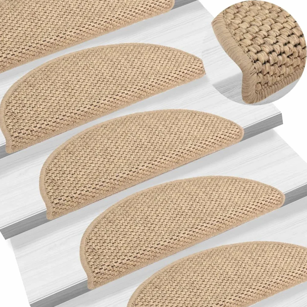 Alfombrillas autoadhesivas para escaleras Sisal-Look 15 uds. 56x20 cm Arena-Hogar y jardín Artículos del hogar Peldaños de escalera