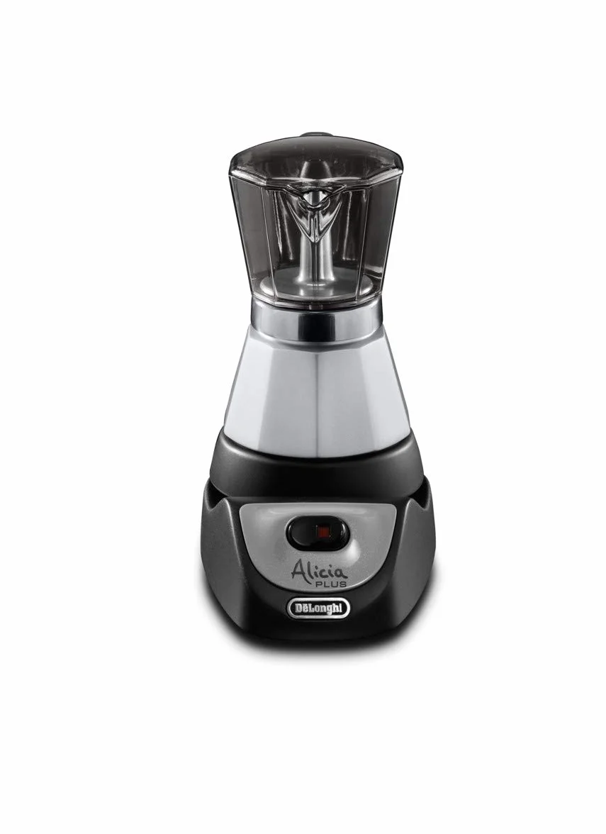 De'Longhi Alicia EMKM 4 - Cafetera independiente, semi-automática, 450 W, 2-4 tazas, metal, 1,4 l, negro/plata/transparente