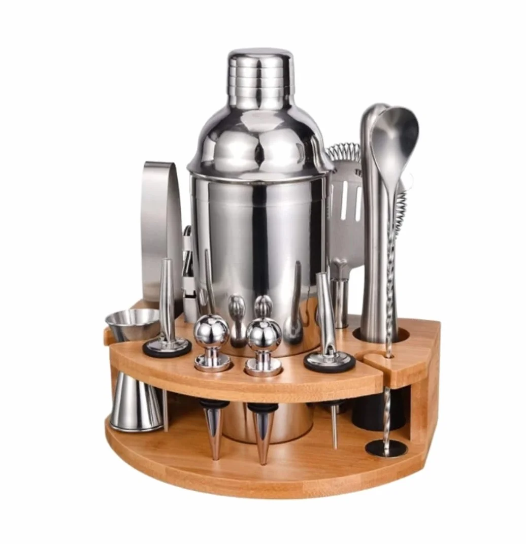 Coctelera Profesional 12 Unids/Set Coctelera Conjunto Barman Kit con Soporte Profesión De Acero Inoxidable Herramientas De Coctelería Kit Coctelería