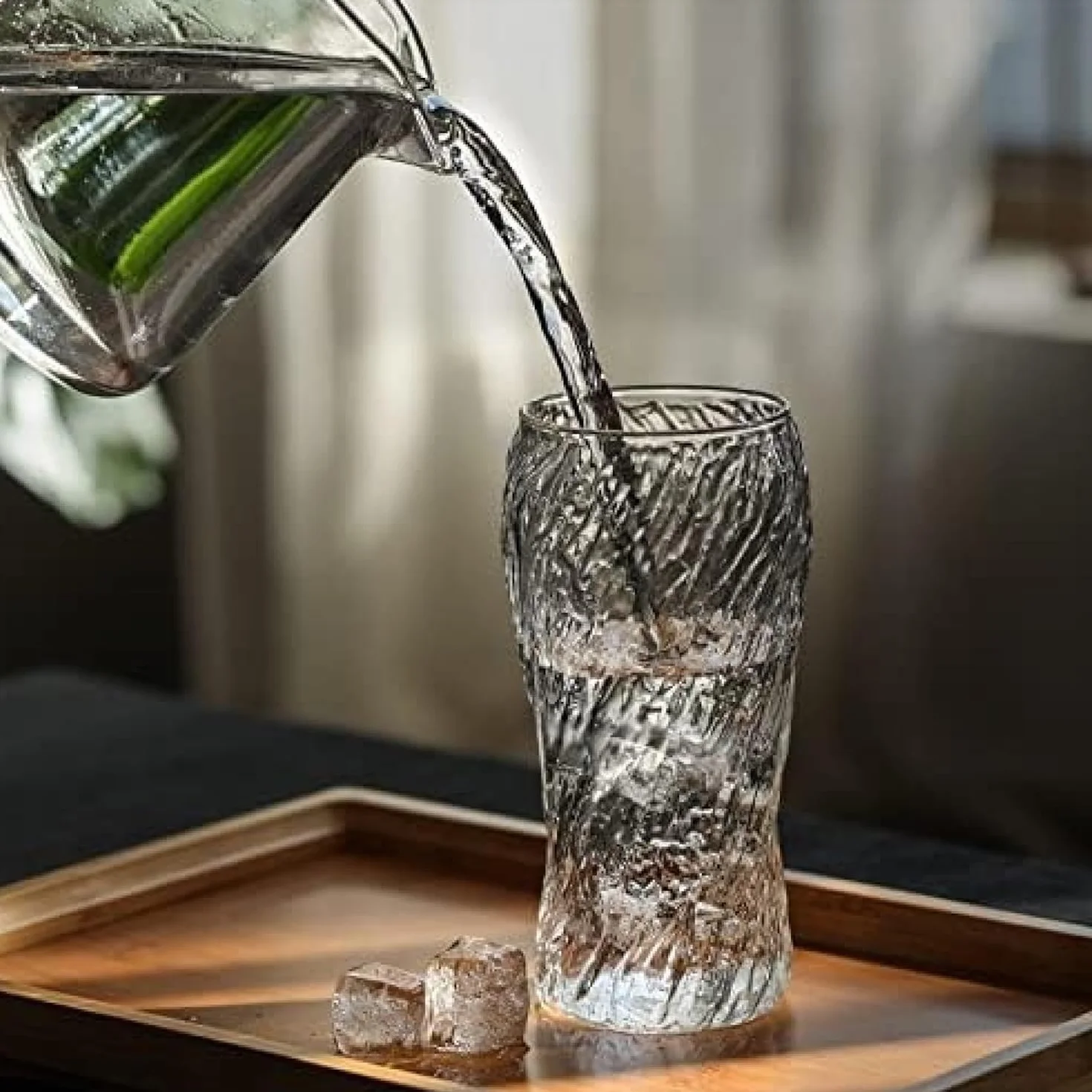 Juego de vasos de cristal transparentes para jugo, leche y café para cocina, ideal para desayuno y bebidas frías