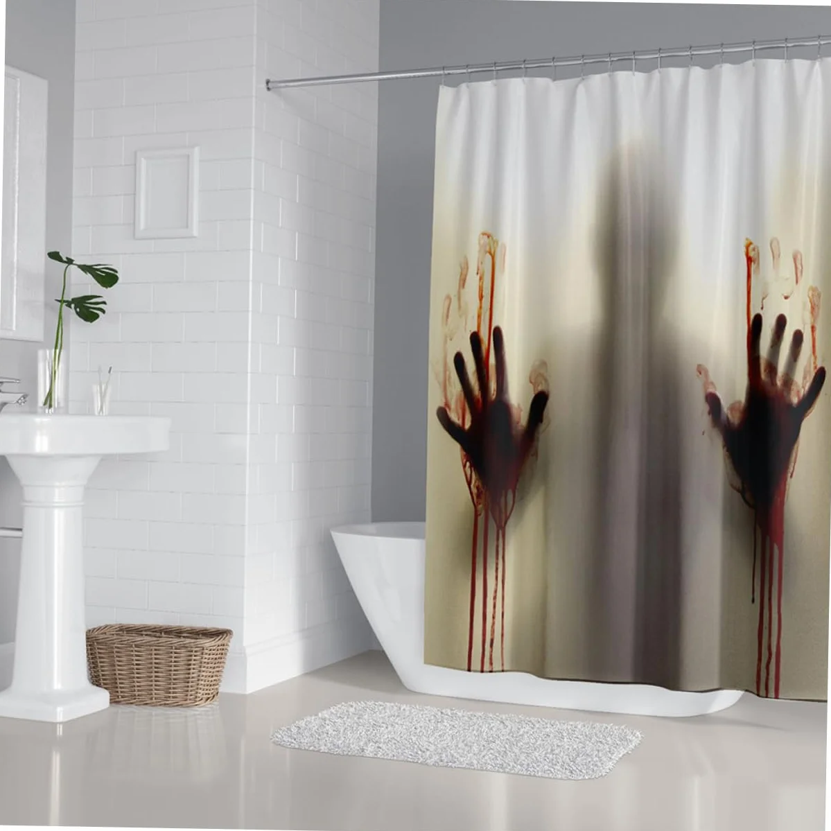 Cabilock Cortina De Ducha con Impresión De Sangre De Halloween 180 Ancho X180 Alto Cm Decoraciones Sangrientas De Halloween Cortina De Baño con Gancho Cortinas De Ducha Impermeable Conectar