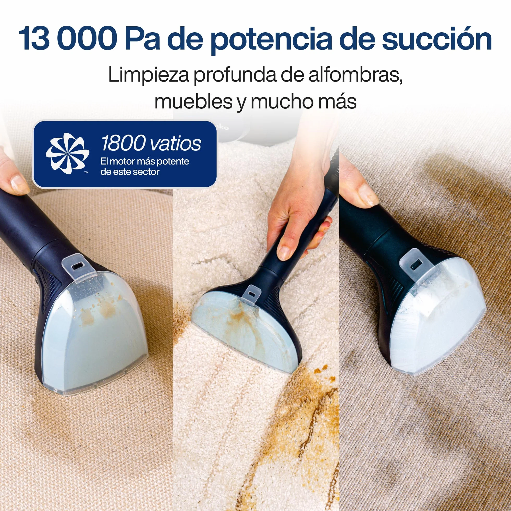 Samako PowerClean Pro 2000W, Limpiador de Alfombras y Tapicerías con Vapor, 8 Accesorios, Grandes Depósitos de Agua, Limpia Sofás, Colchones y Asientos