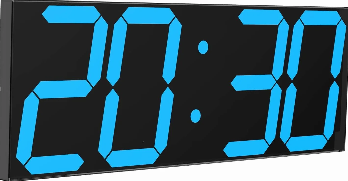 CHKOSDA Reloj Digital LED de Pared, Gran Reloj de Pared con Números de 6 Pulgadas, Temporizador de Cuenta Atrás y Auto Dimmer, Gran Calendario y Termómetro (Azul Hielo)