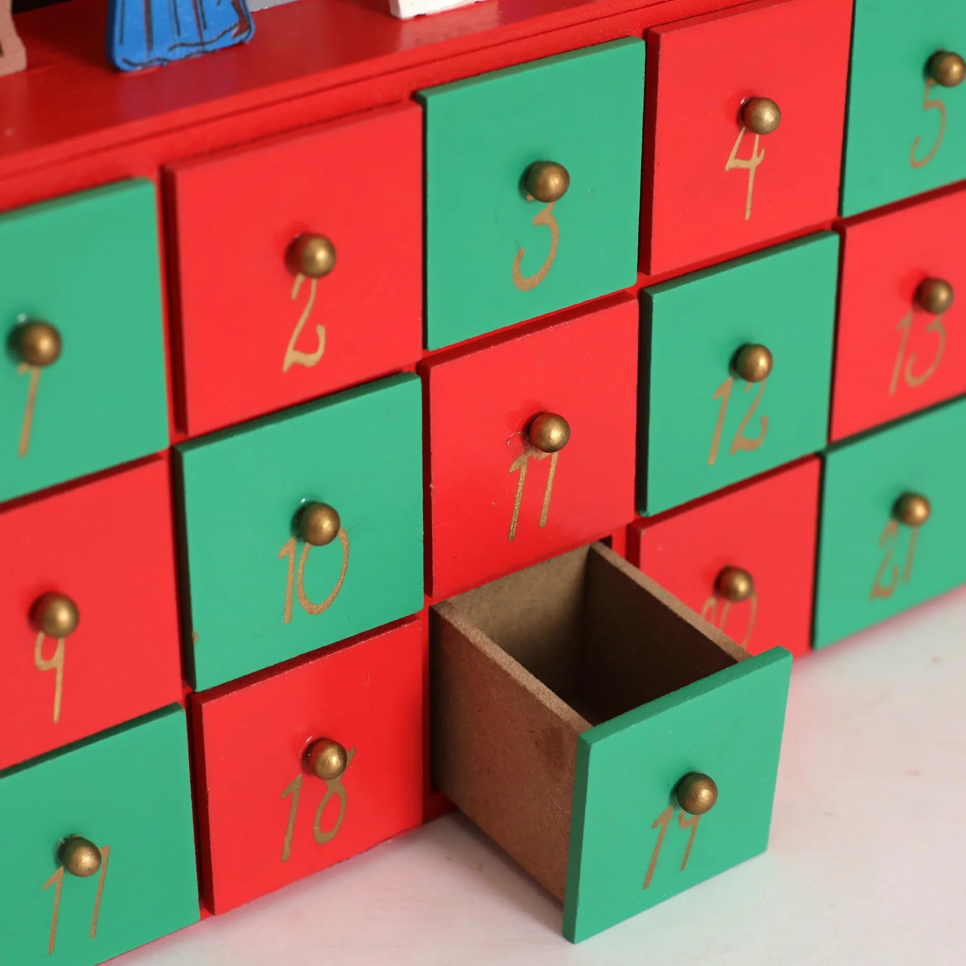 PE Caja de calendario de Adviento de madera de Navidad, belén, decoración de mesa, cuenta regresiva, regalos de vacaciones, decoración del hogar para adultos y niños