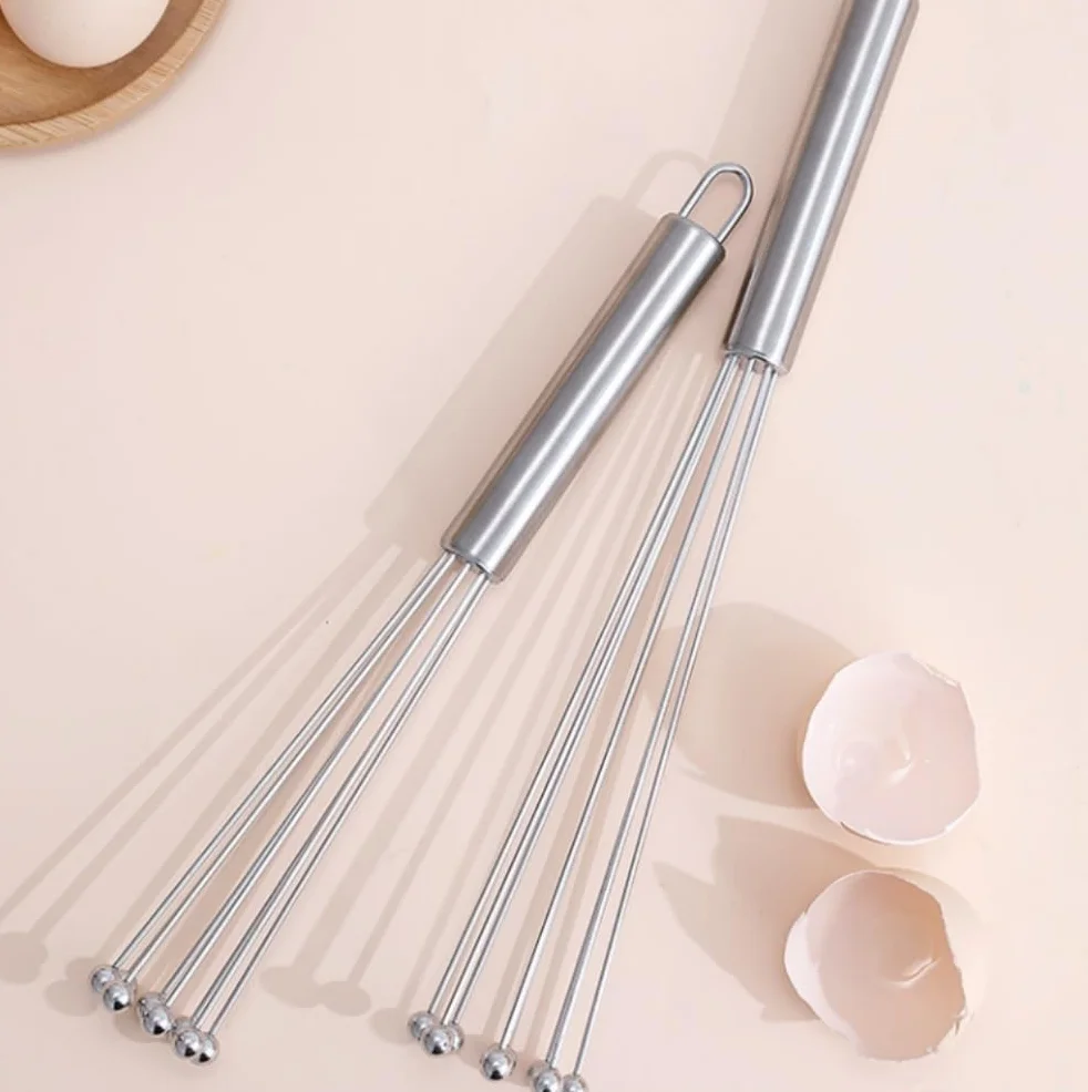 Batidor Varillas Cocina Batidor De Huevos Manual De Acero Inoxidable Mezclador De Cocina De Bola Adecuado For Revolver Mezclar Batir Barillas Batir Batidor De Huevo(25cm)