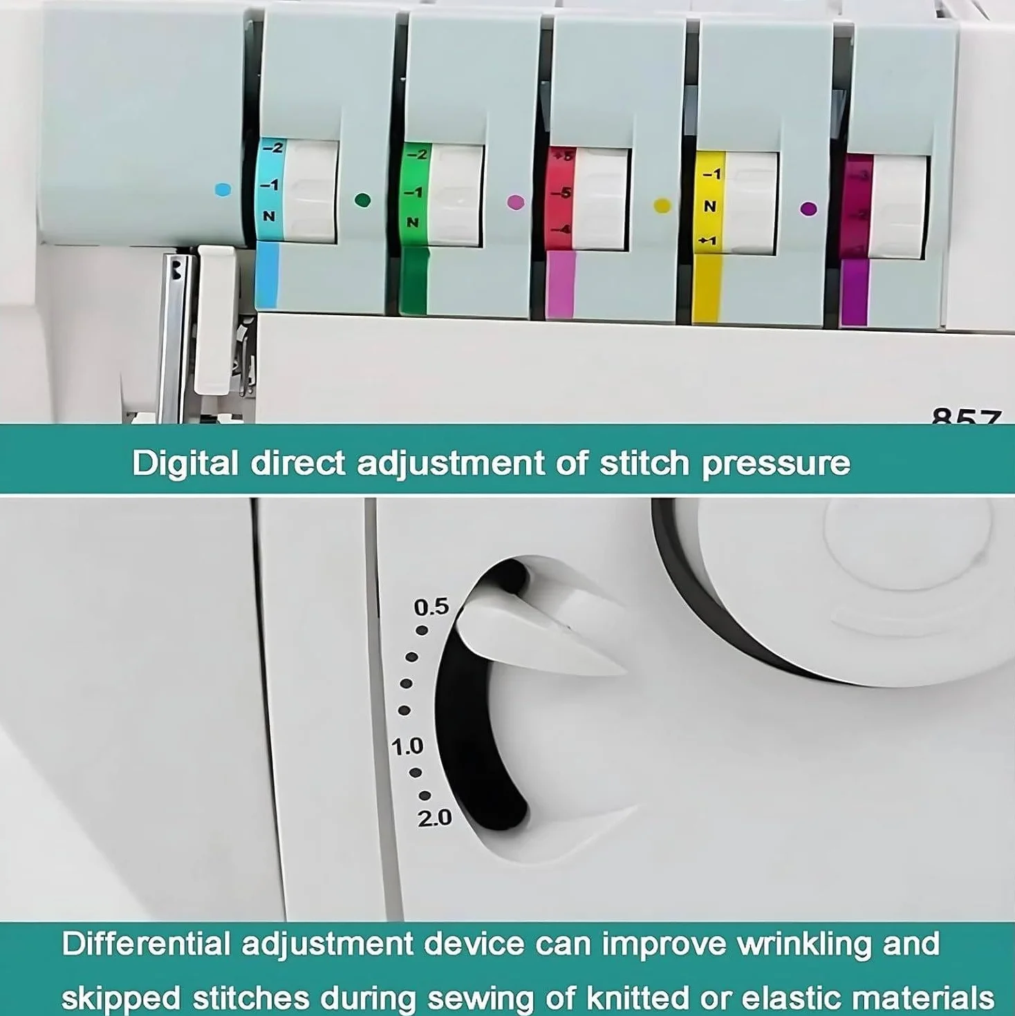 Máquina de coser Overlocker Serger con capacidad de puntada múltiple, longitud de puntada ajustable y compatibilidad de tela resistente