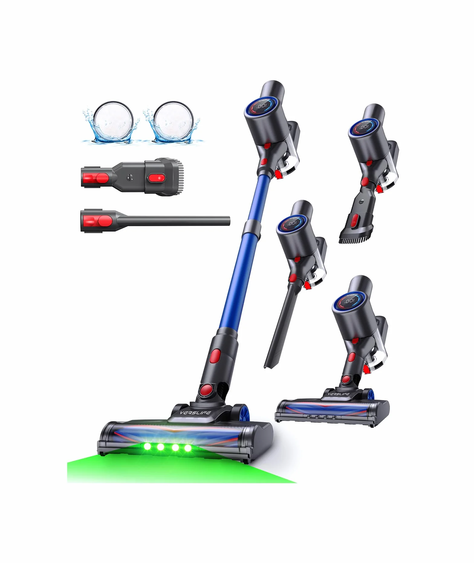 VersLife Aspiradora sin Cable 40KPA 500W Z8 Escoba Inalámbrica con Pantalla LED 45 Min Autonomía