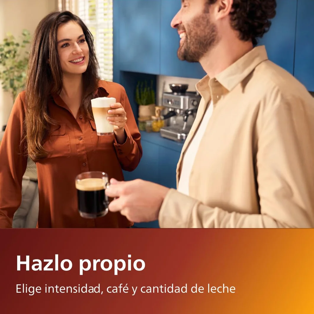 Philips Serie 5400 Cafetera Superautomática - Sistema de Leche LatteGo, 12 Variedades de Café, Pantalla Intuitiva, 4 Perfiles de Usuario, Negro (EP5441/50)