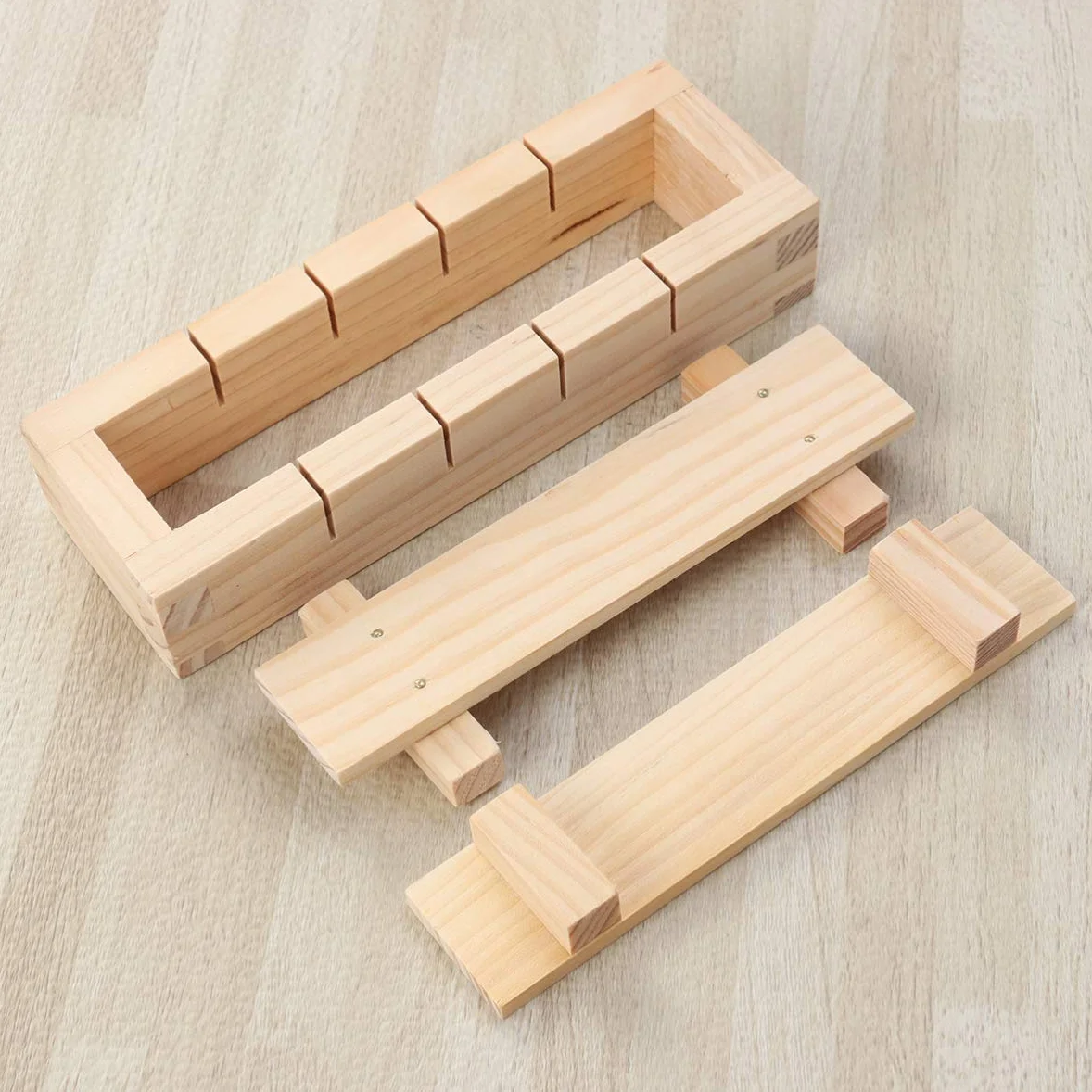 Angoily Sushi Making Kit Wooden Rectangular Sushi Press Mold Maker Máquina de Arroz Molde Oshizushi Mold Box Kitchen Sushi Tool
